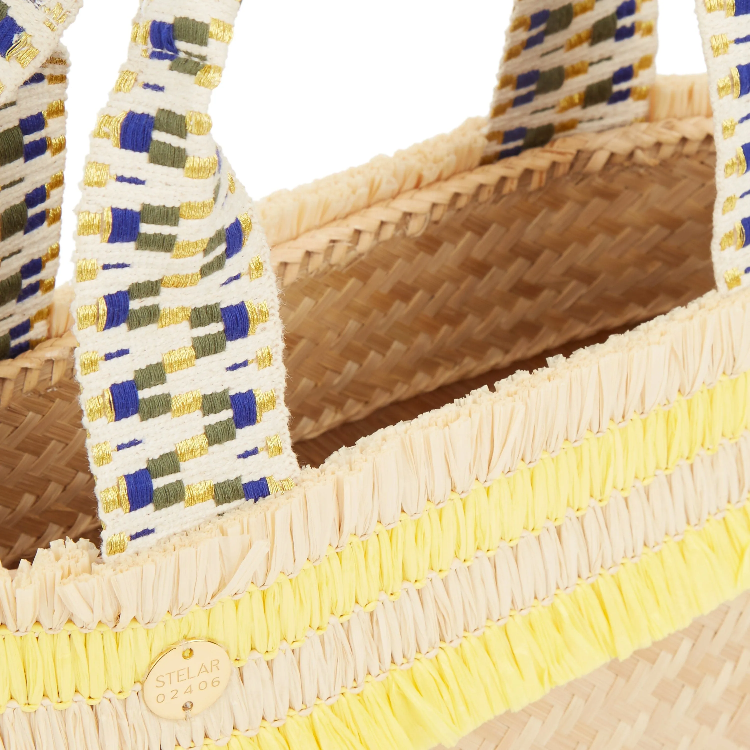 Alor Handwoven Bamboo Vegan Small Tote Bag | Natural & Sunshine Yellow