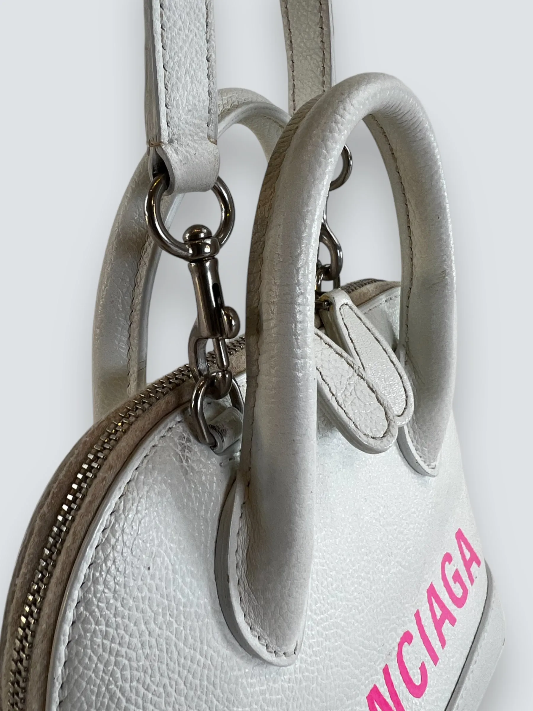 Balenciaga Off White Leather Ville Top Handle Crossbody