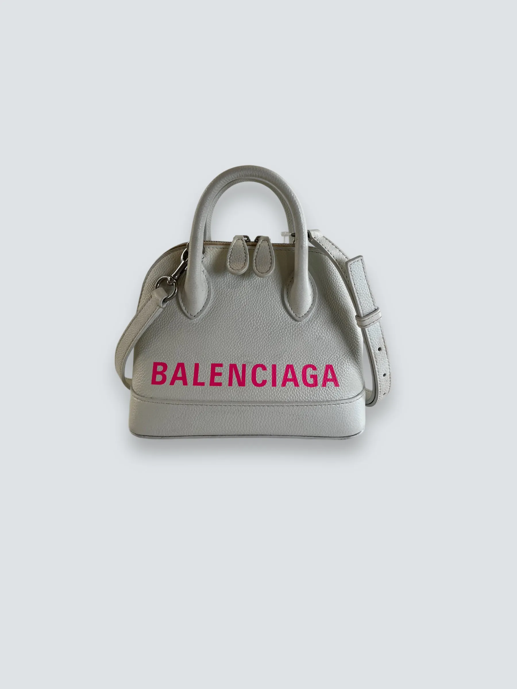 Balenciaga Off White Leather Ville Top Handle Crossbody
