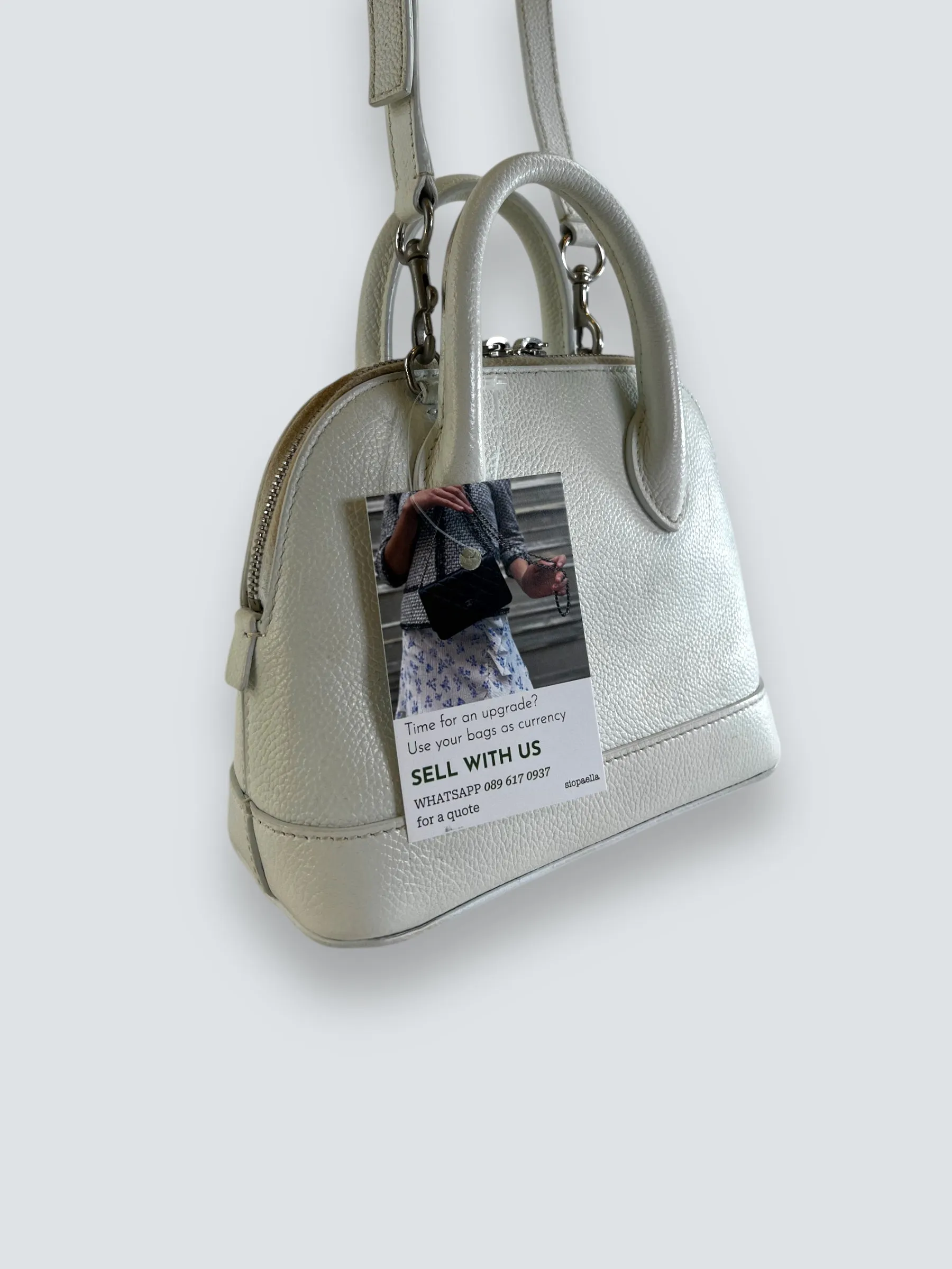 Balenciaga Off White Leather Ville Top Handle Crossbody