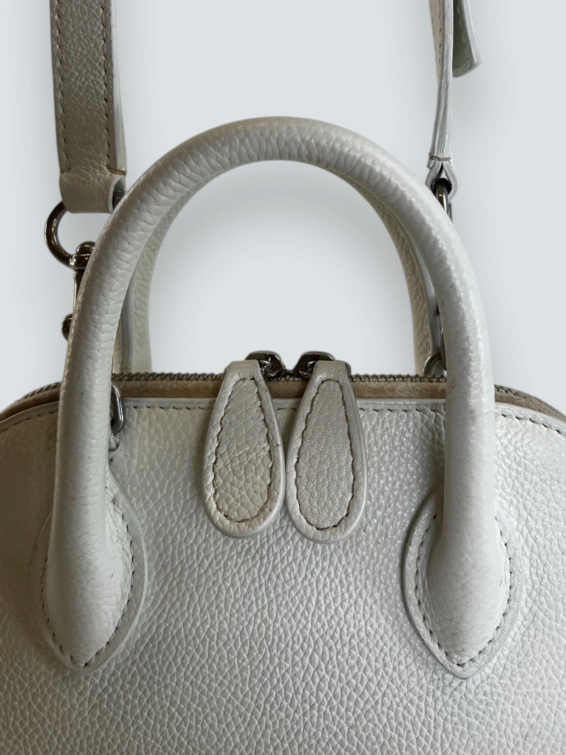 Balenciaga Off White Leather Ville Top Handle Crossbody