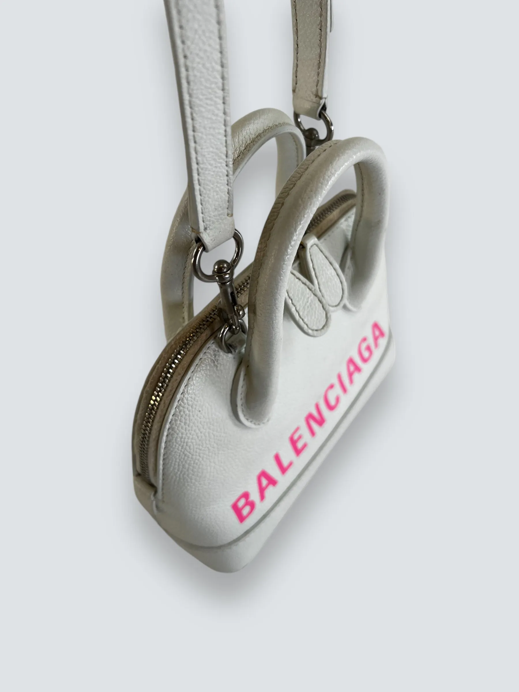 Balenciaga Off White Leather Ville Top Handle Crossbody