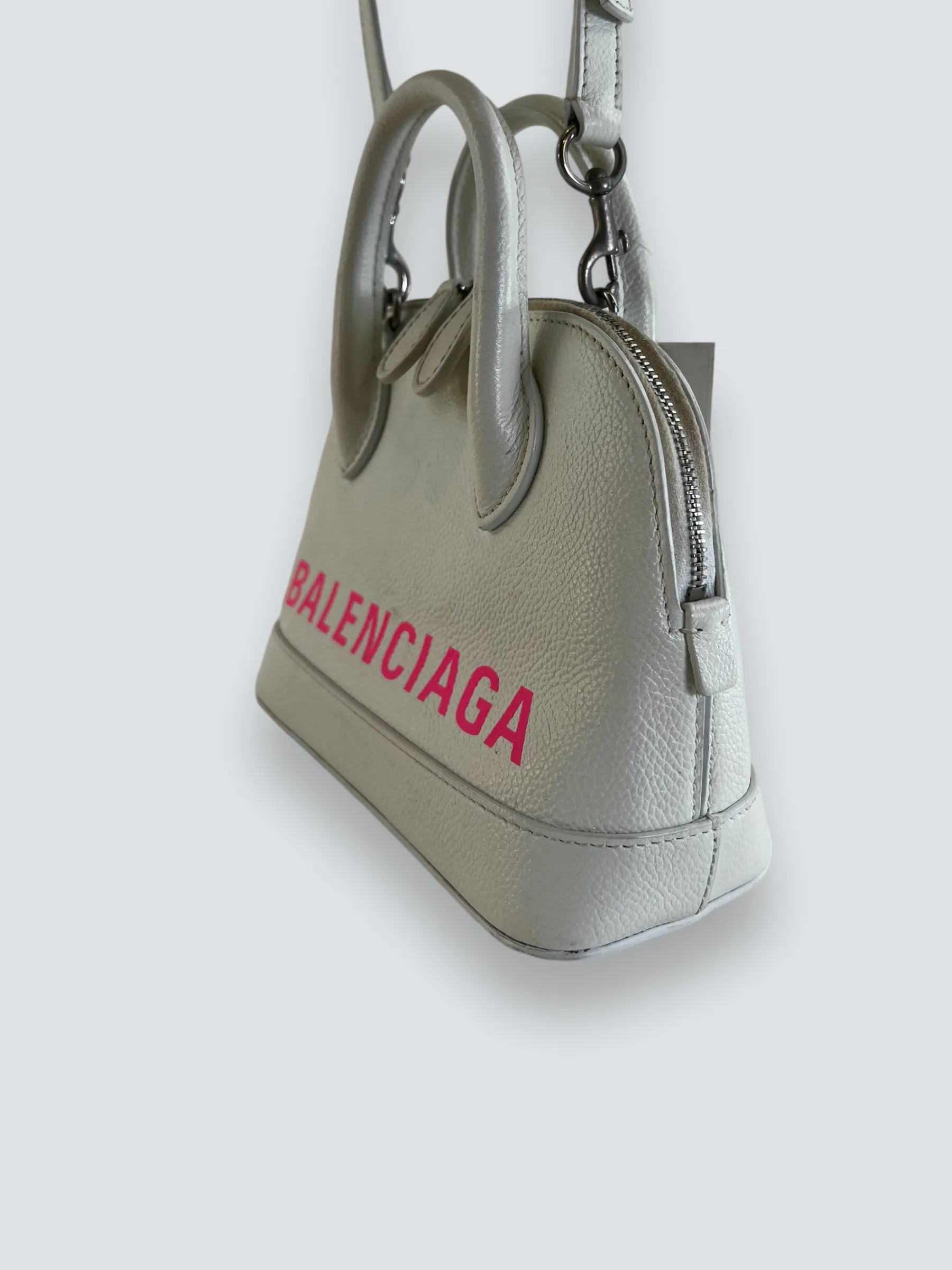 Balenciaga Off White Leather Ville Top Handle Crossbody