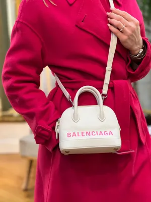 Balenciaga Off White Leather Ville Top Handle Crossbody