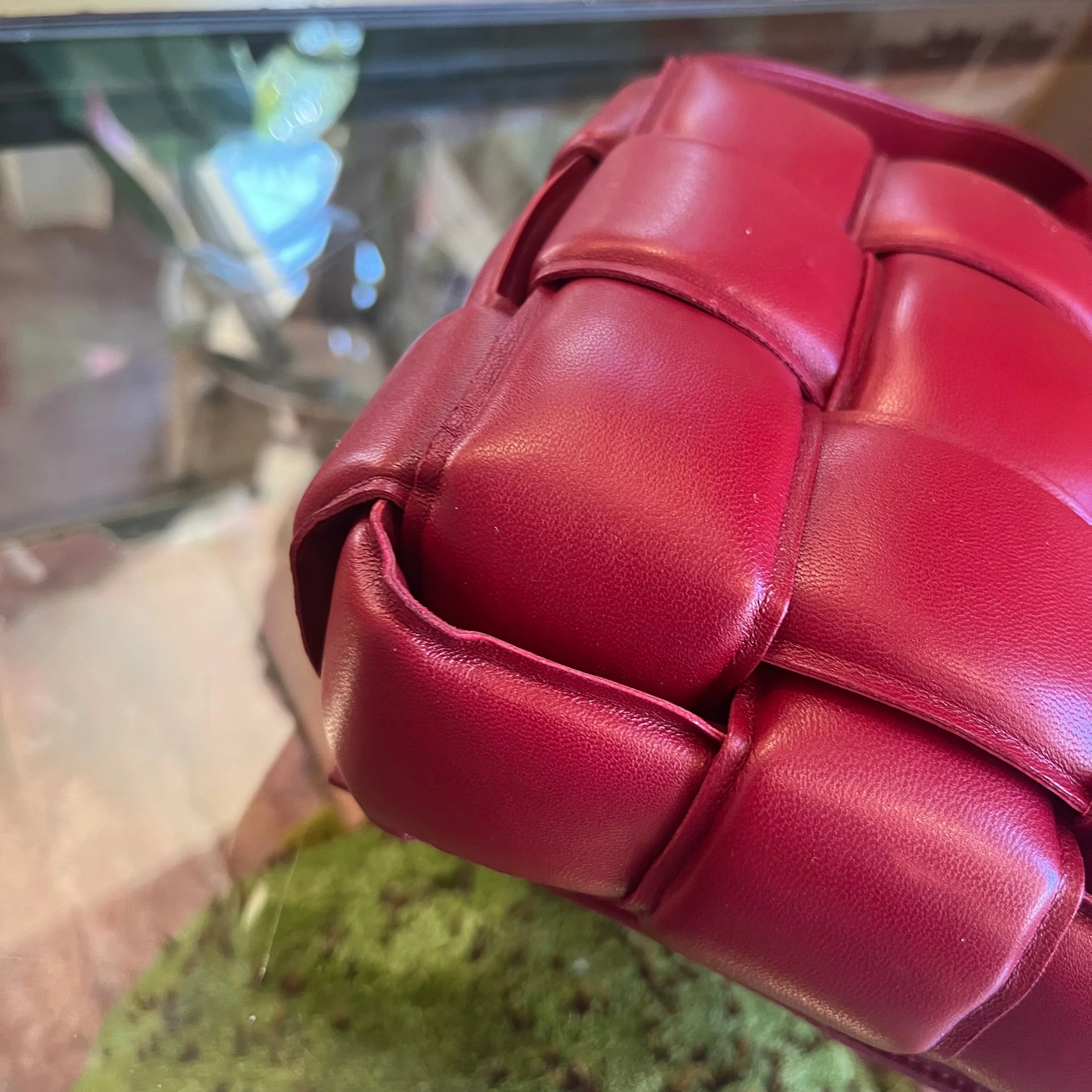BOTTEGA VENETA The Cassette Padded Burgundy Leather Crossbody Bag
