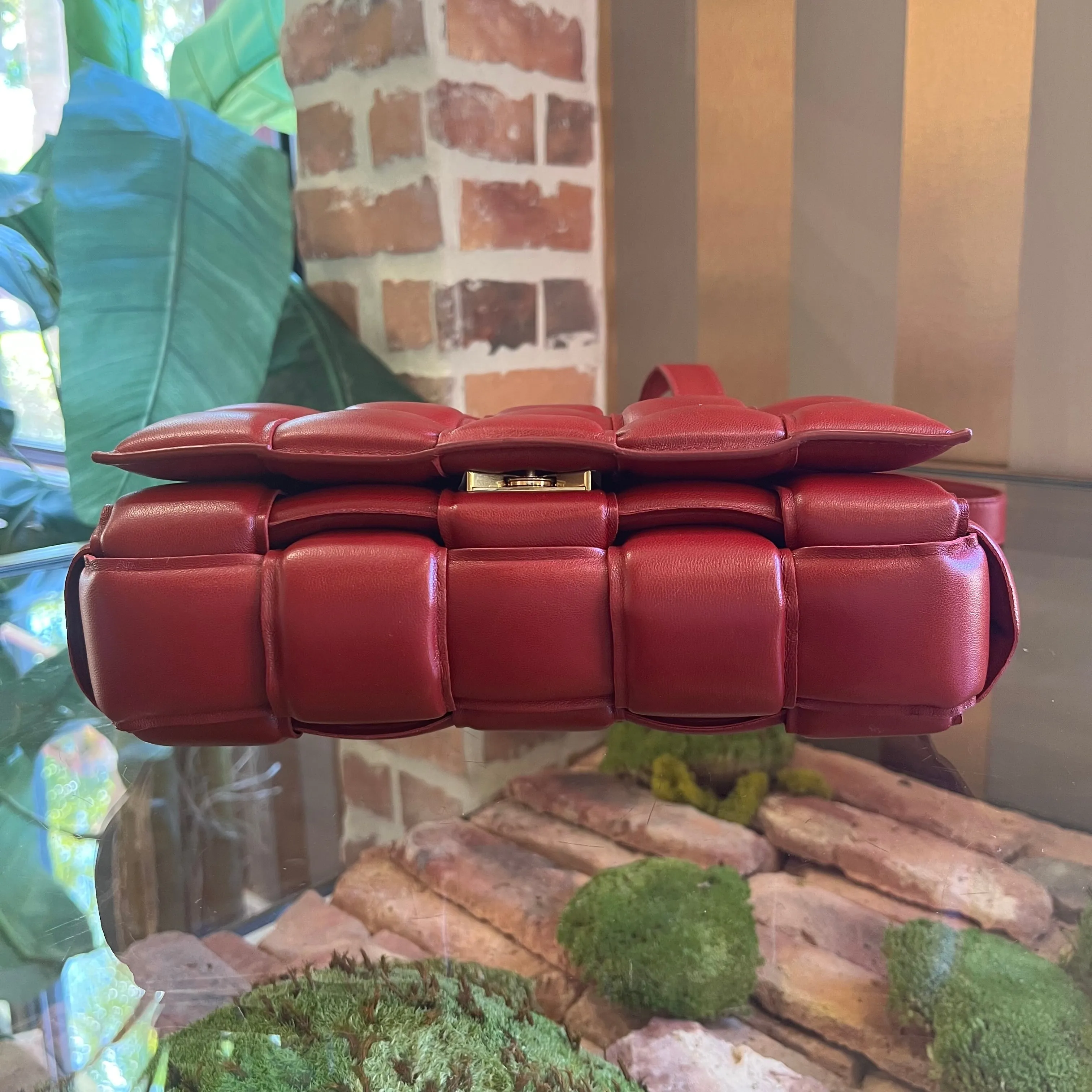 BOTTEGA VENETA The Cassette Padded Burgundy Leather Crossbody Bag