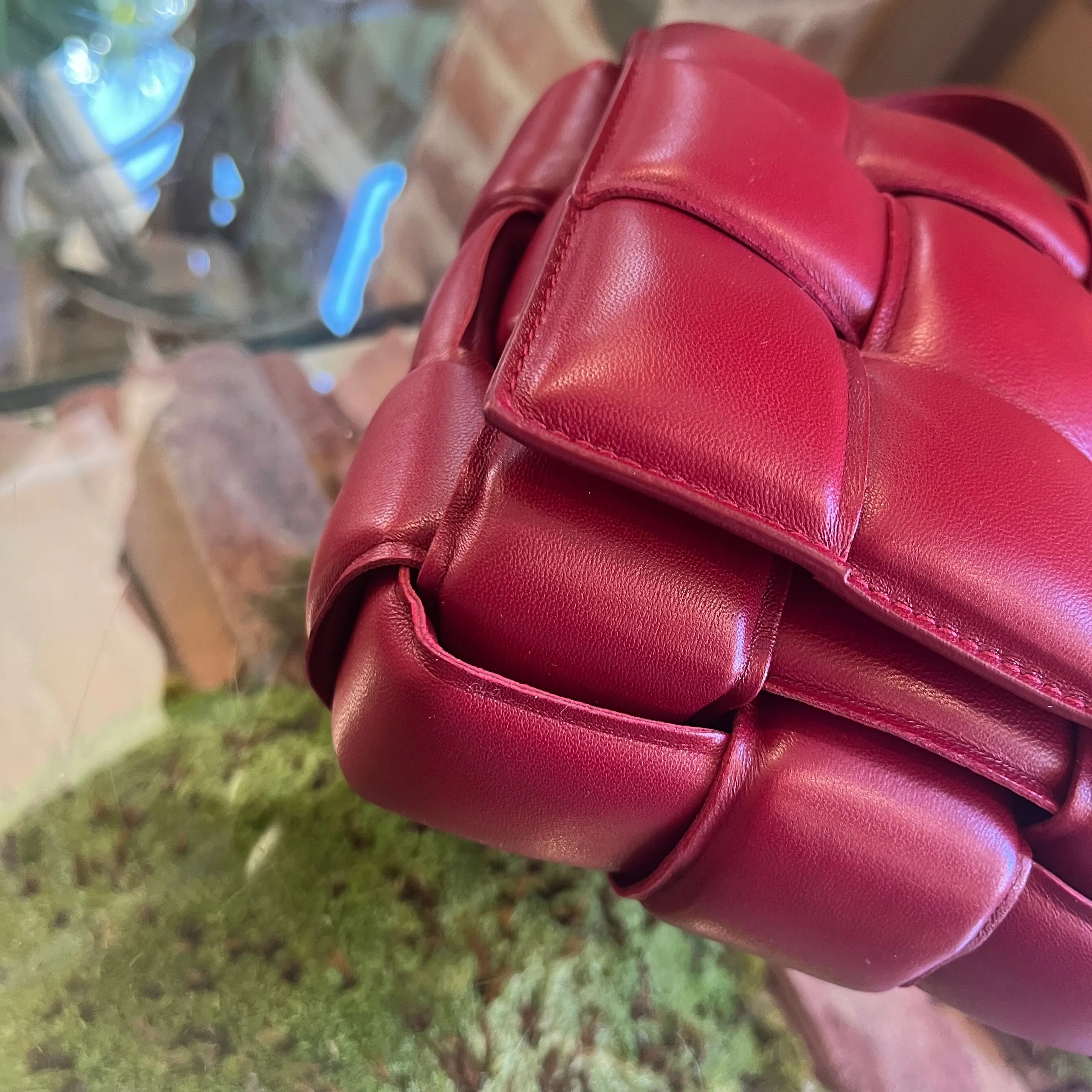 BOTTEGA VENETA The Cassette Padded Burgundy Leather Crossbody Bag