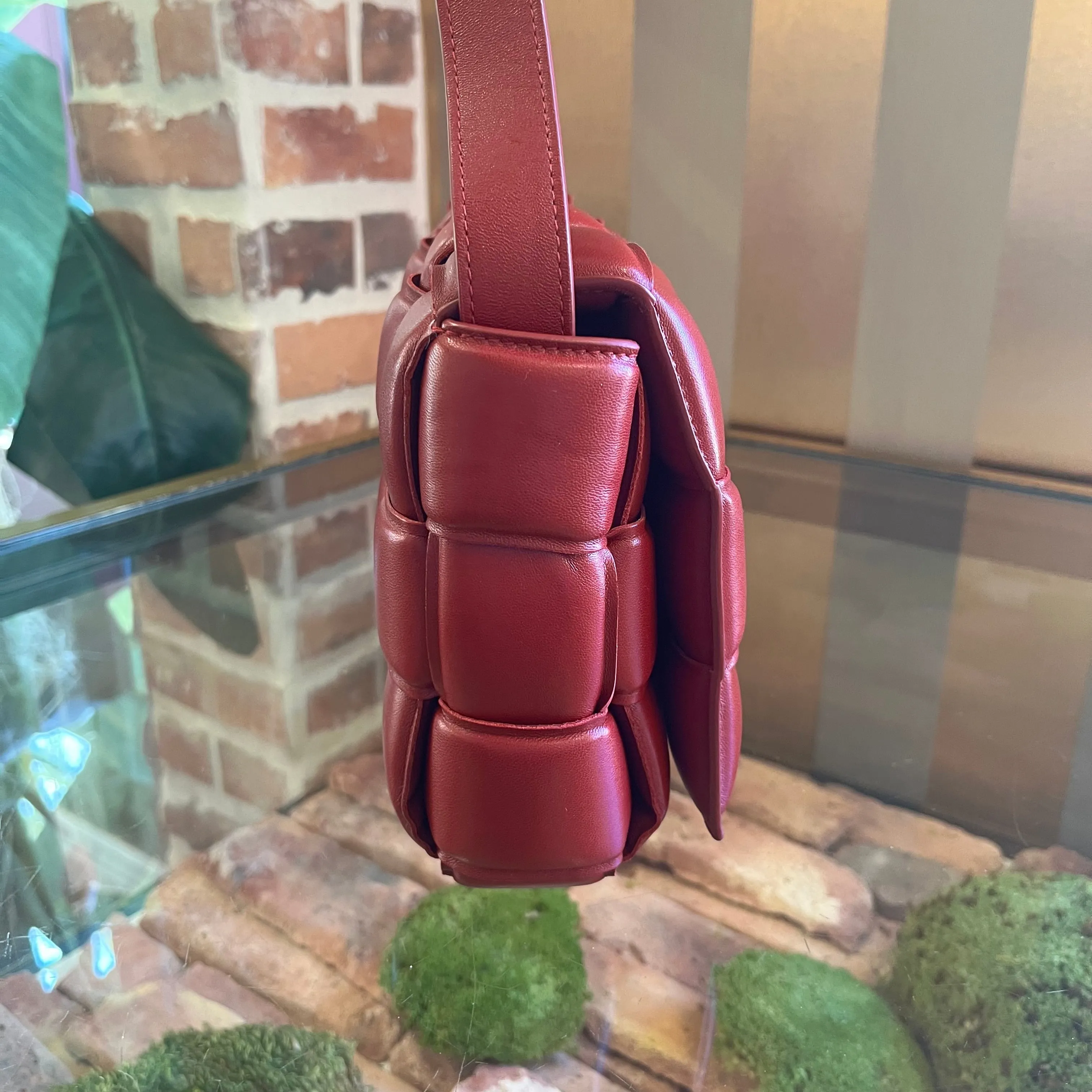 BOTTEGA VENETA The Cassette Padded Burgundy Leather Crossbody Bag