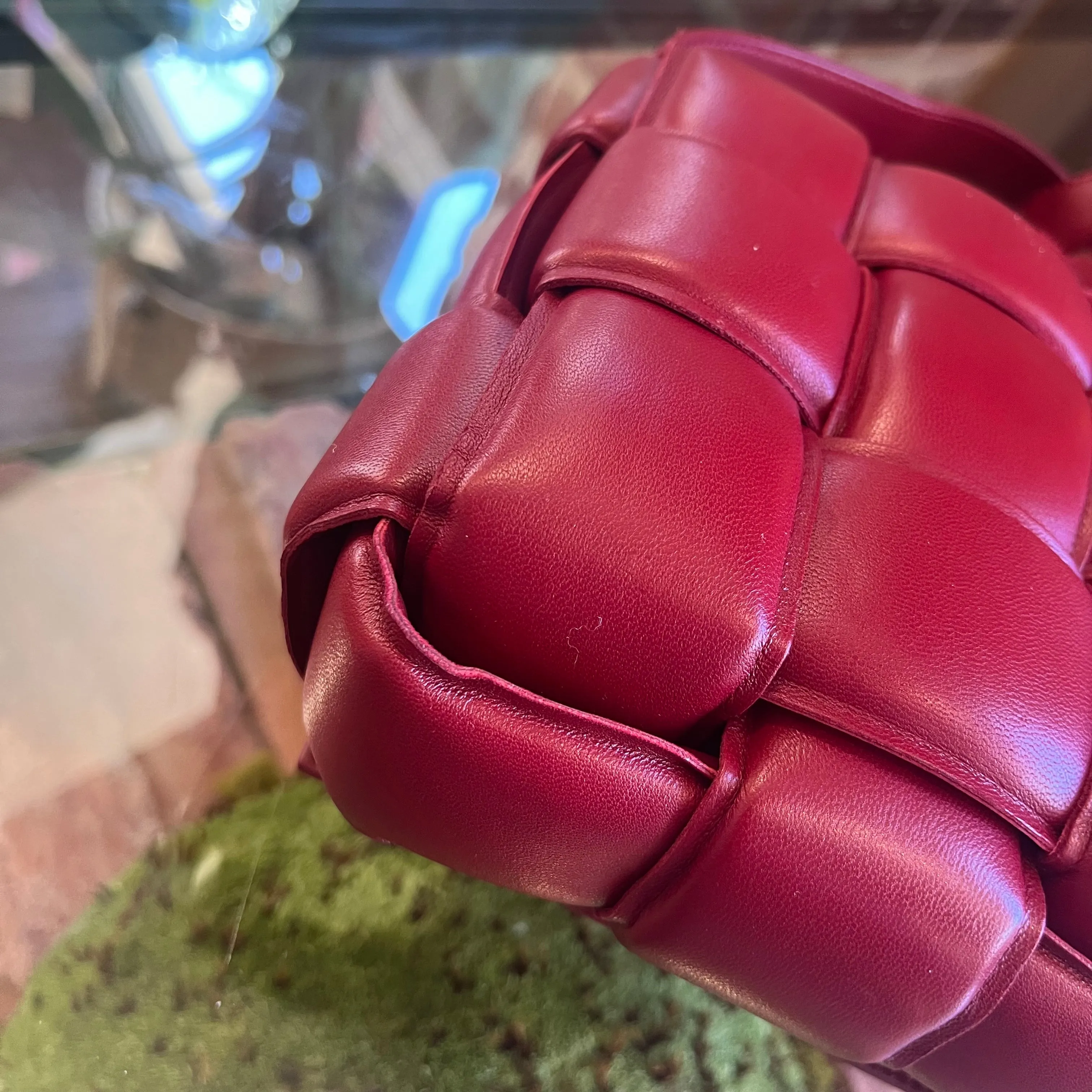 BOTTEGA VENETA The Cassette Padded Burgundy Leather Crossbody Bag