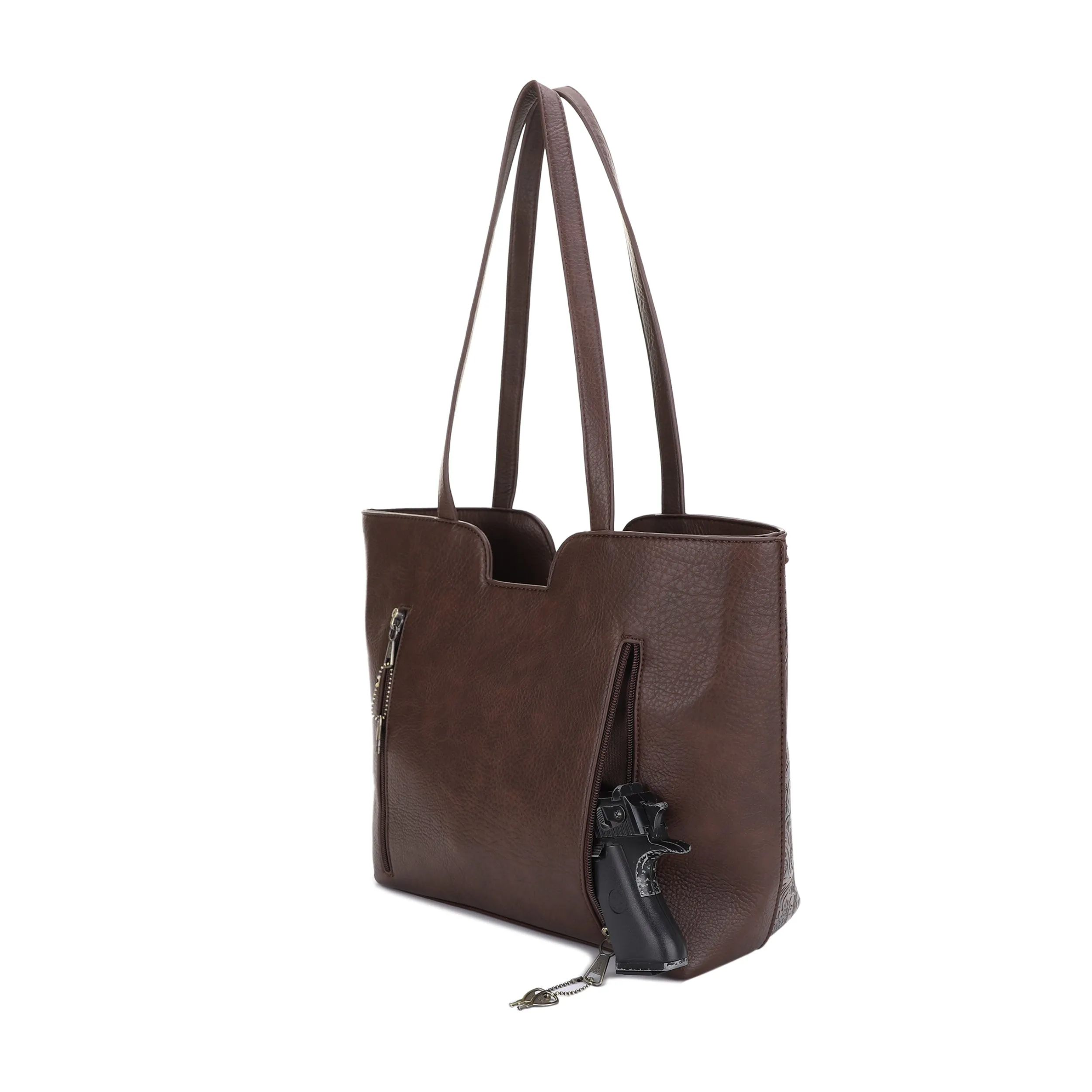 Cassidy Concealed Carry Tooled Tote Bag with Matching Wallet