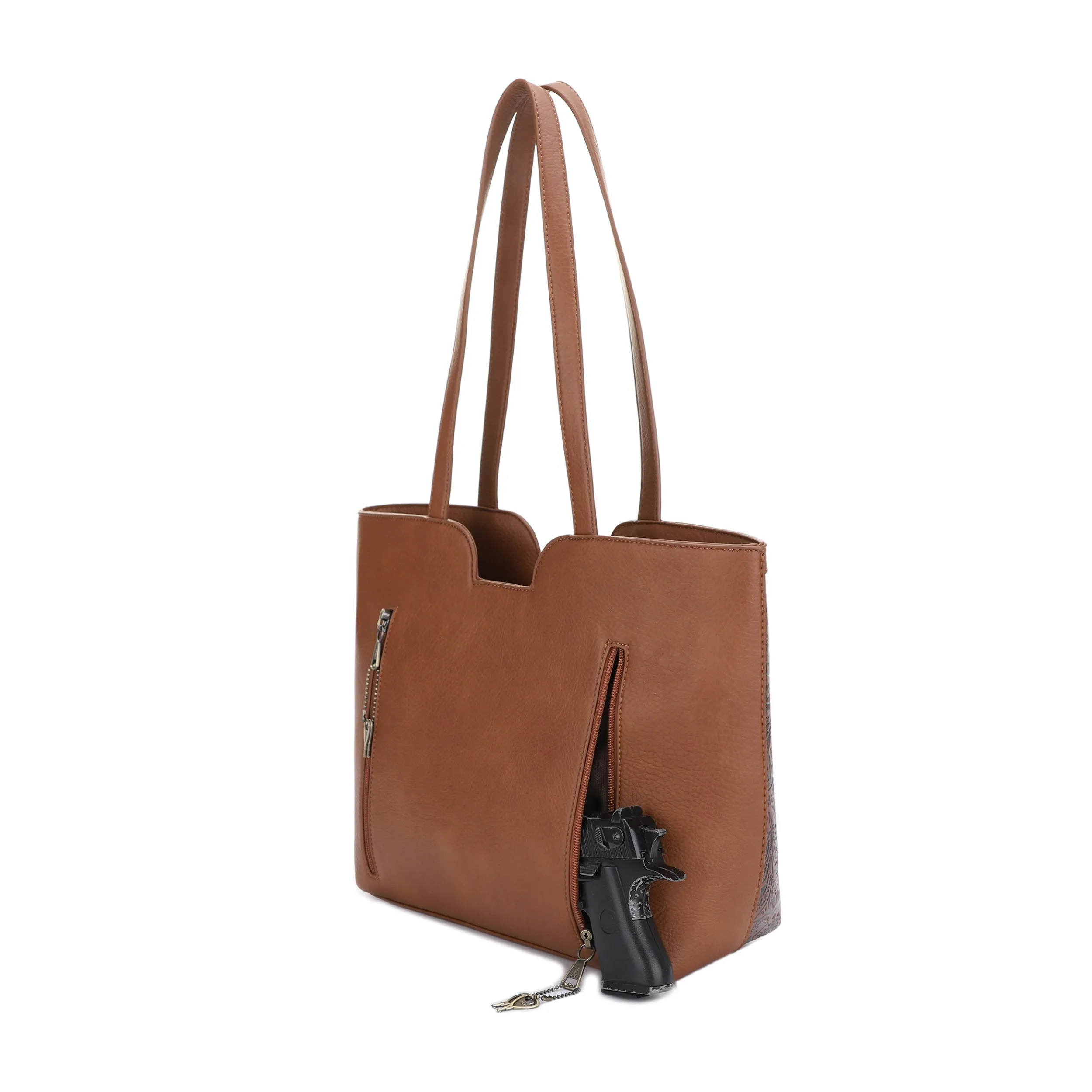 Cassidy Concealed Carry Tooled Tote Bag with Matching Wallet