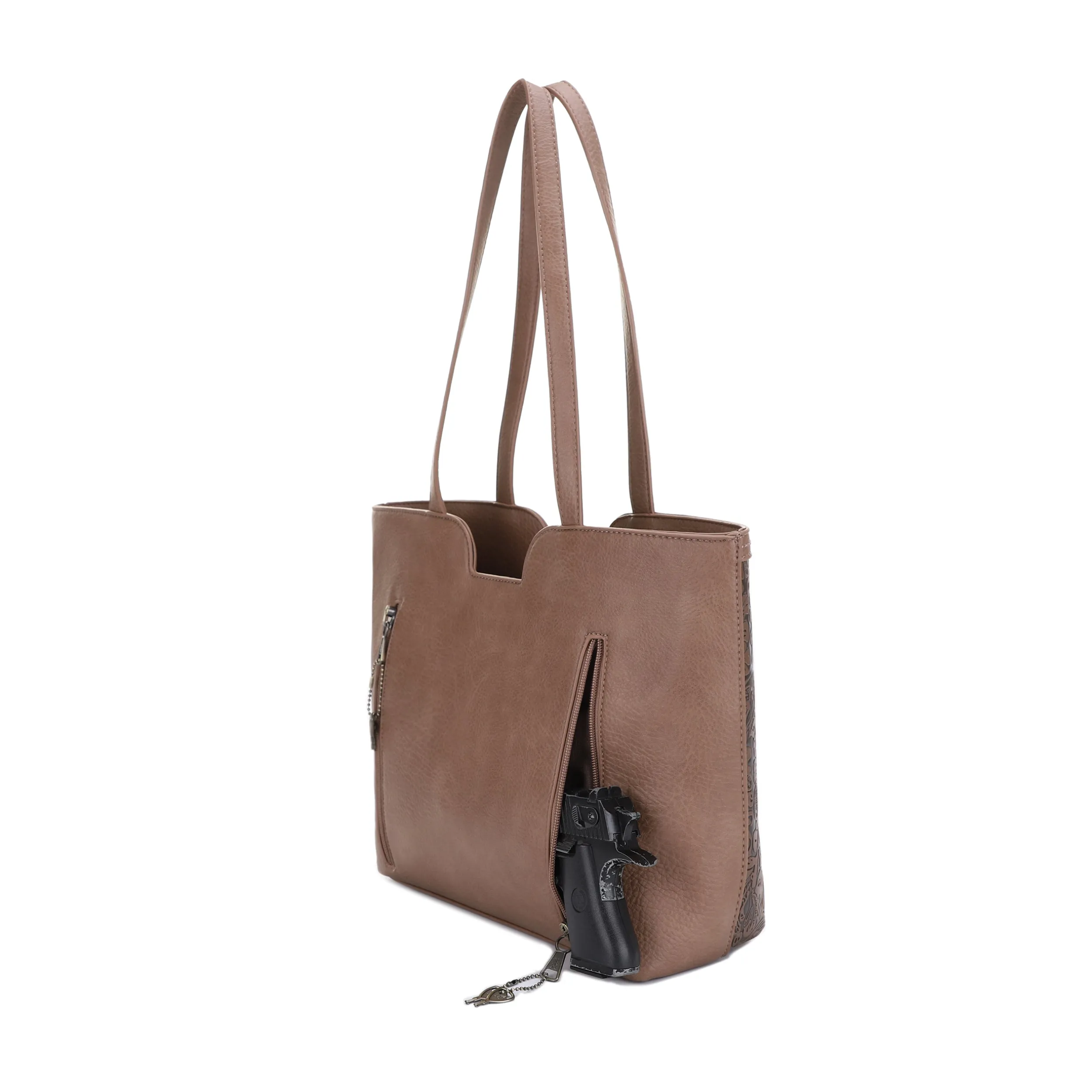 Cassidy Concealed Carry Tooled Tote Bag with Matching Wallet