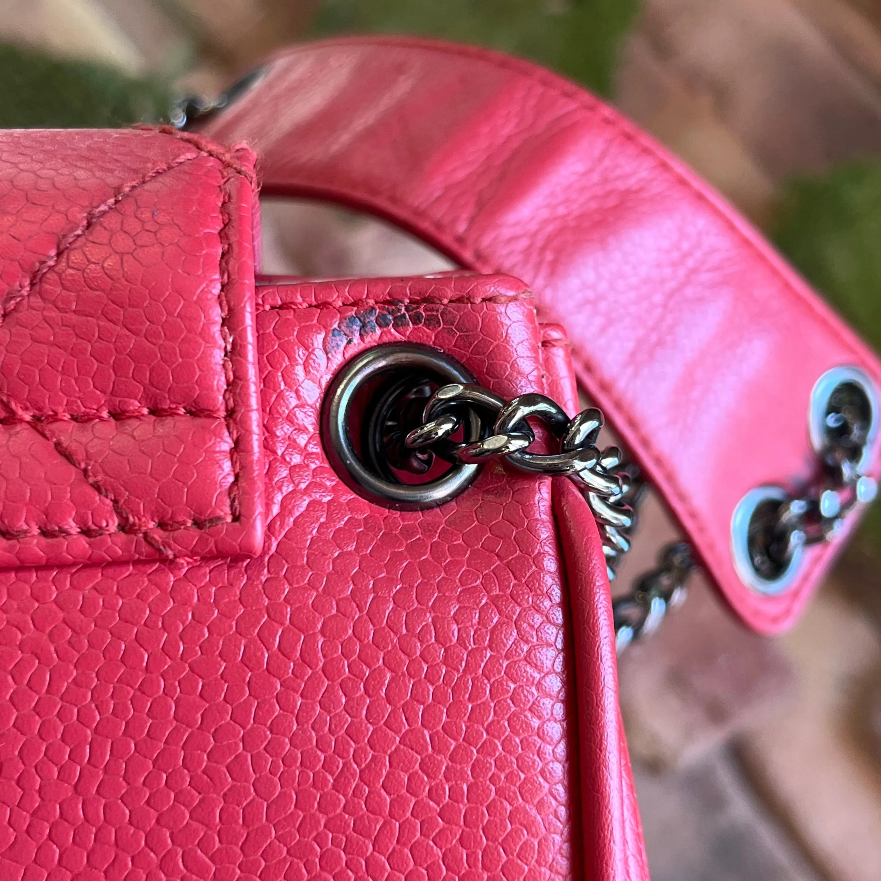 CHANEL Accordion Small Caviar Leather Shoulder Bag