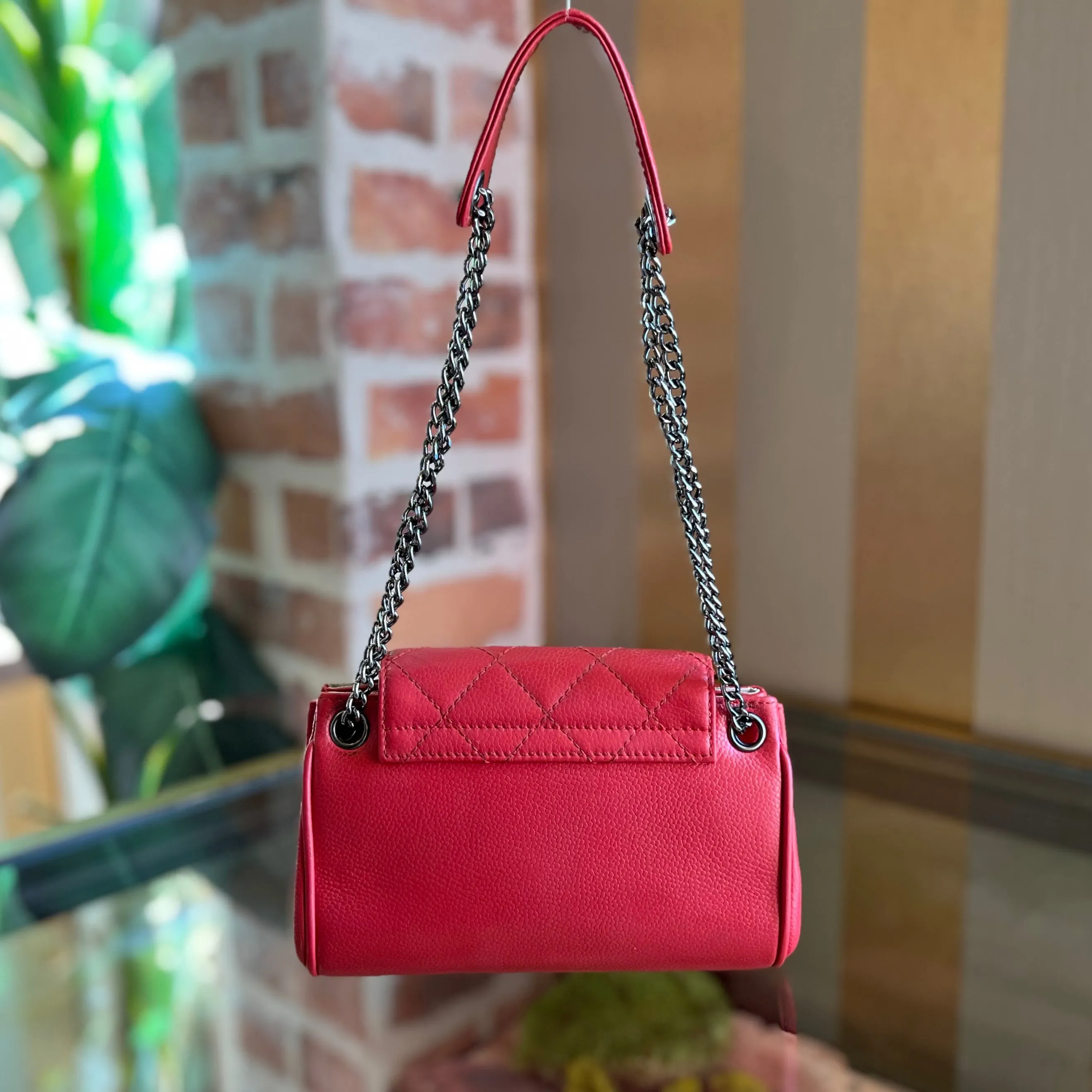 CHANEL Accordion Small Caviar Leather Shoulder Bag