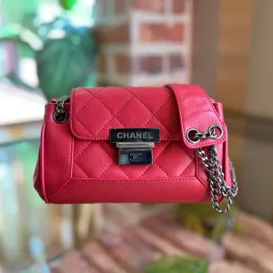 CHANEL Accordion Small Caviar Leather Shoulder Bag