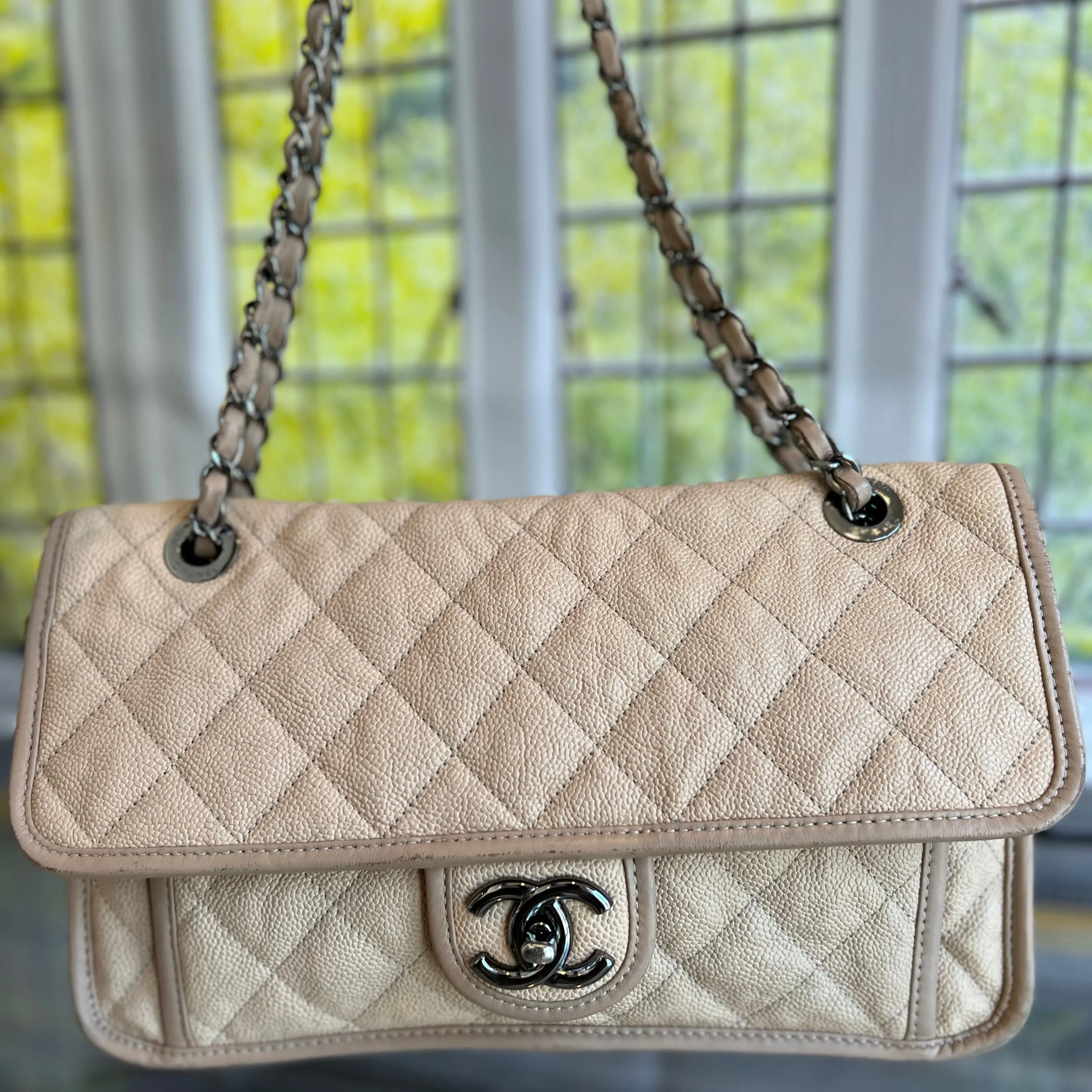 CHANEL Beige French Riviera Flap Bag