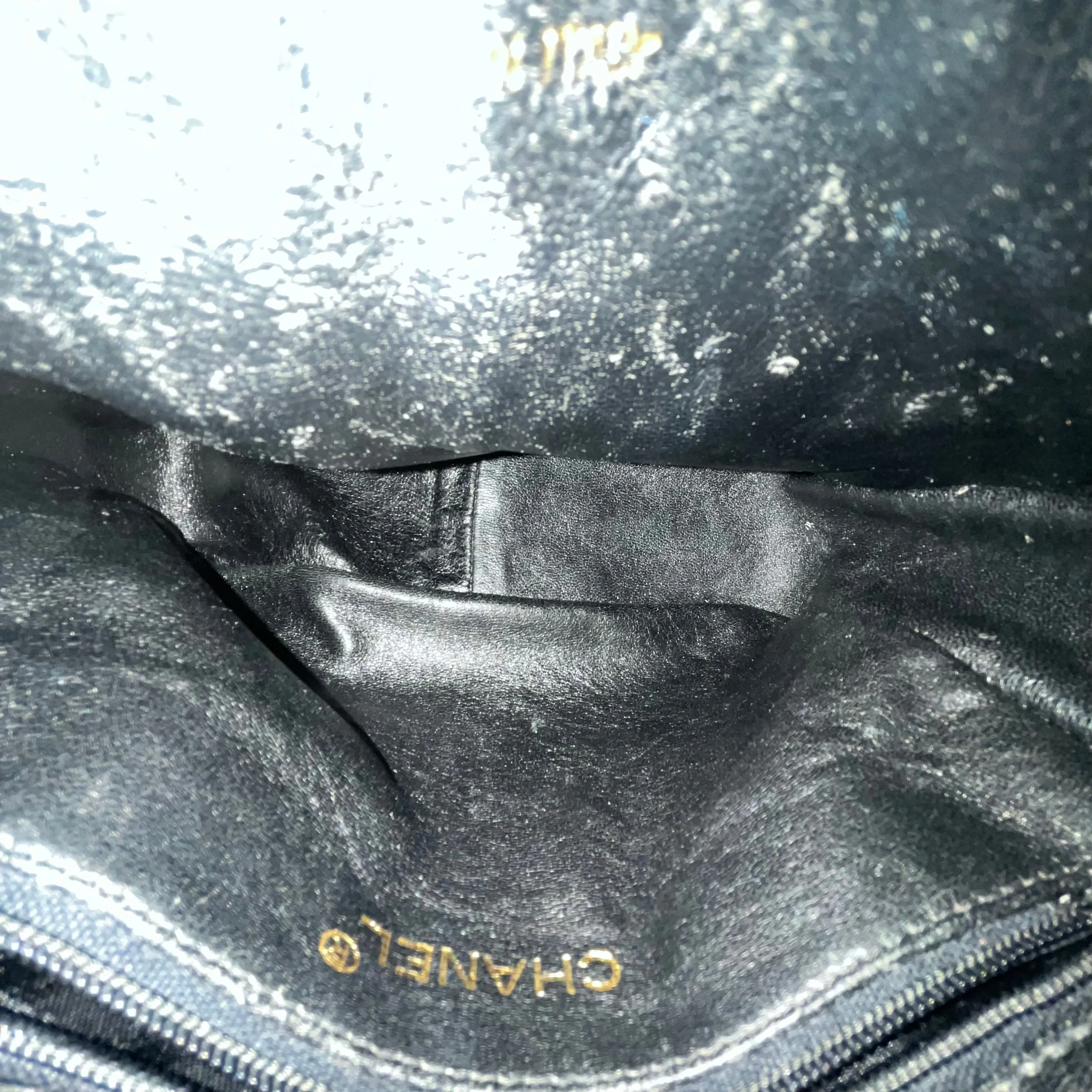 CHANEL Black Patent Leather Vintage Camera Bag