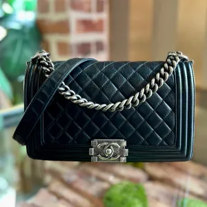 CHANEL Boy Medium Black Calfskin Shoulder Bag