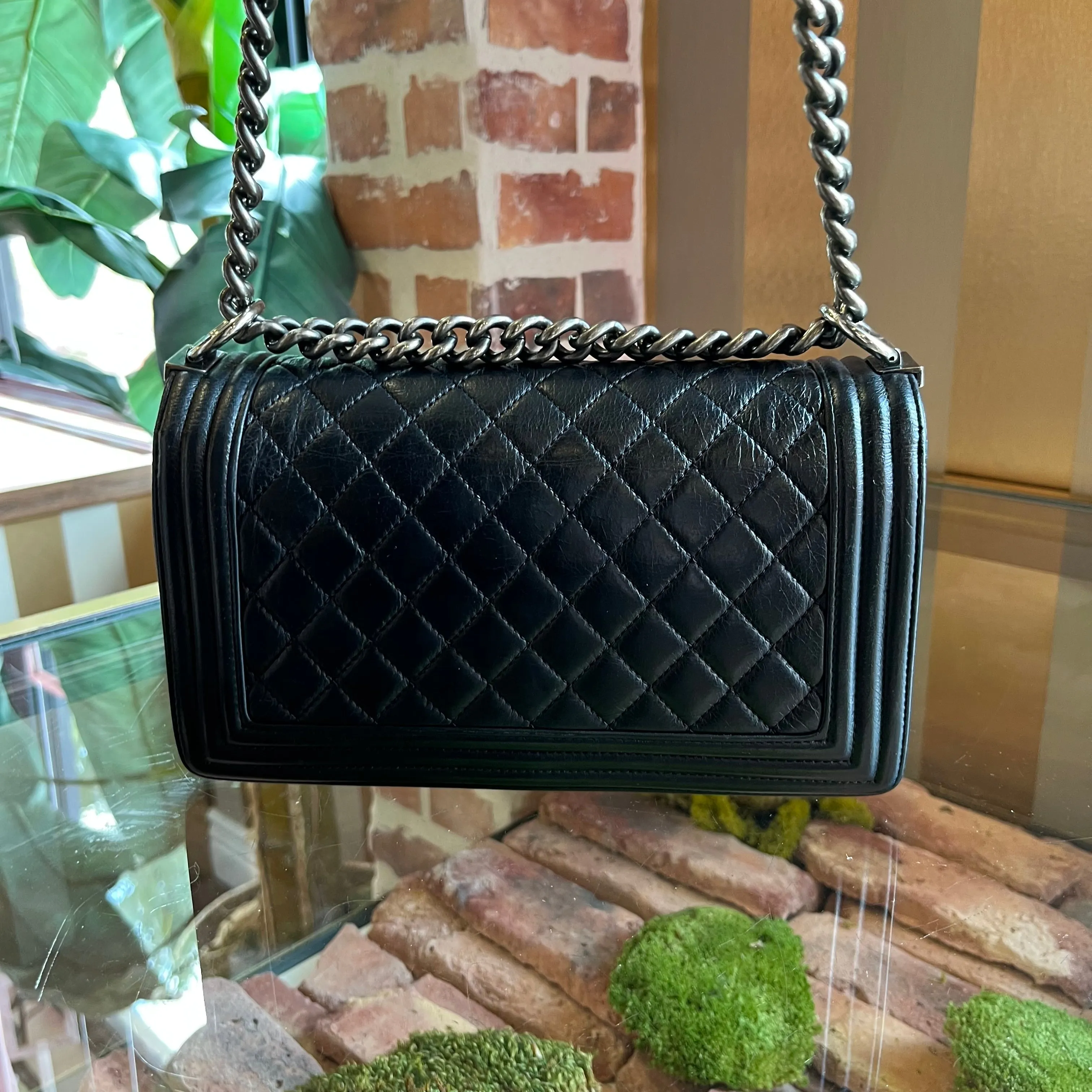 CHANEL Boy Medium Black Calfskin Shoulder Bag