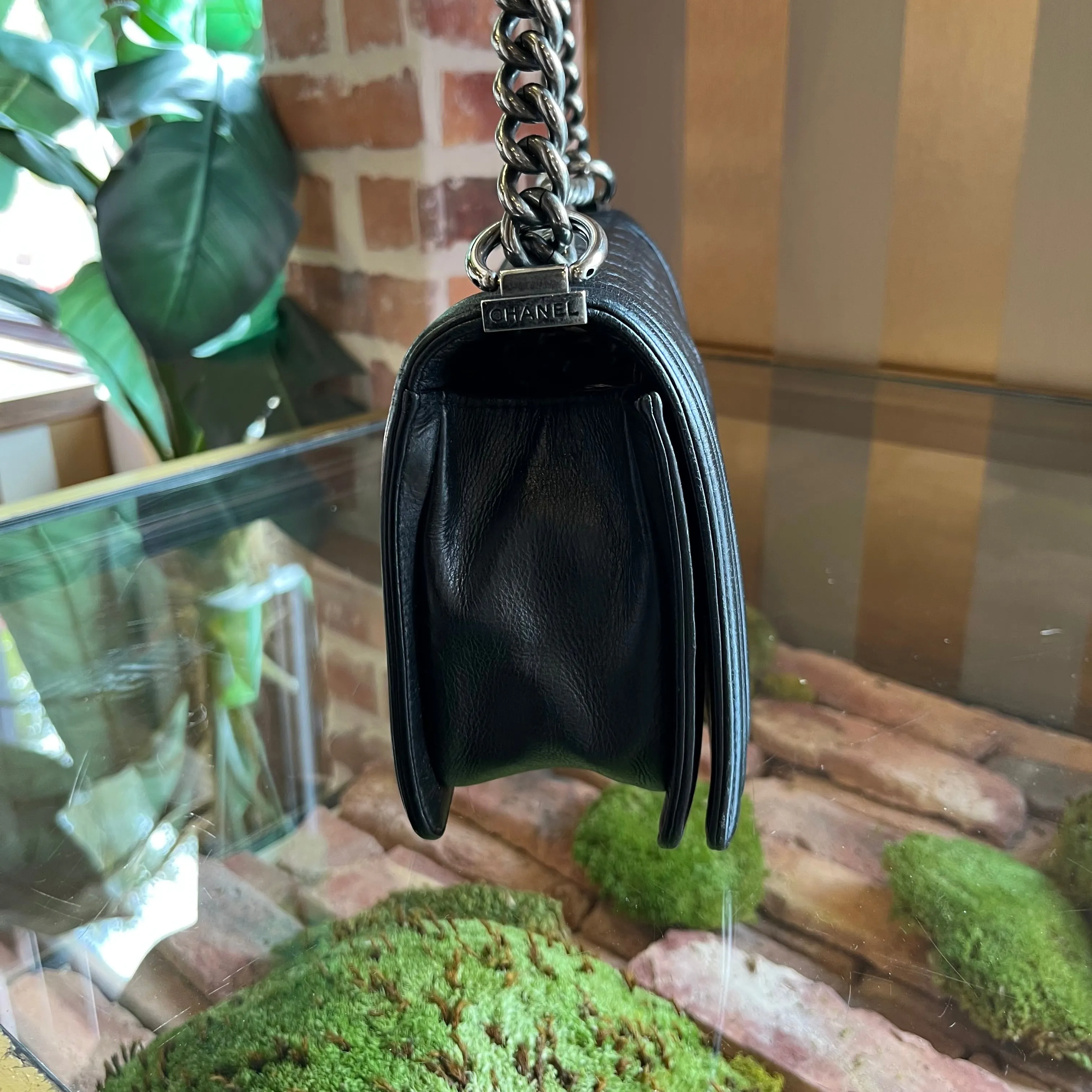 CHANEL Boy Medium Black Calfskin Shoulder Bag