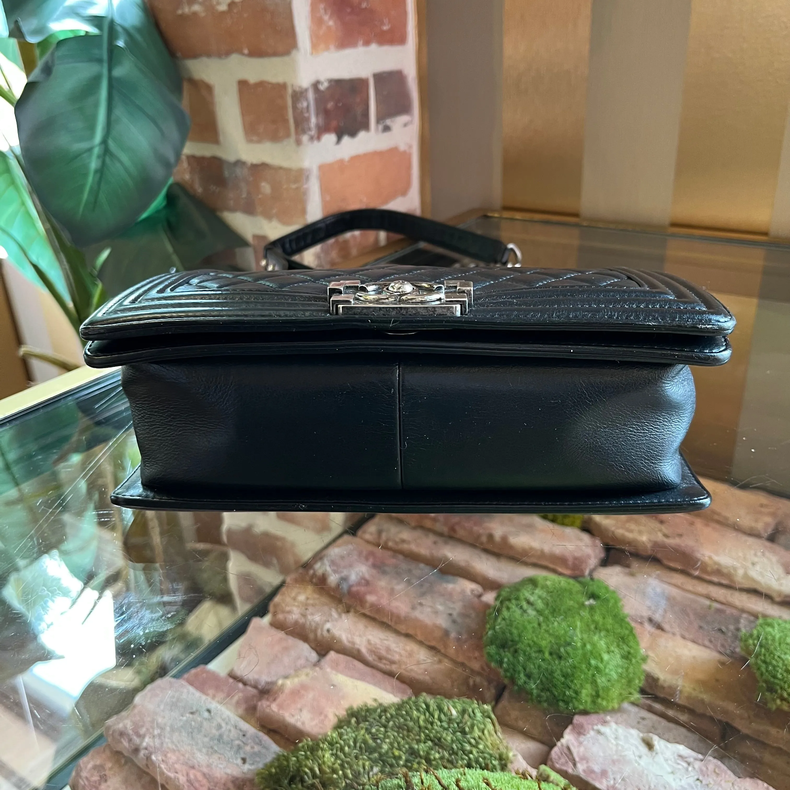 CHANEL Boy Medium Black Calfskin Shoulder Bag