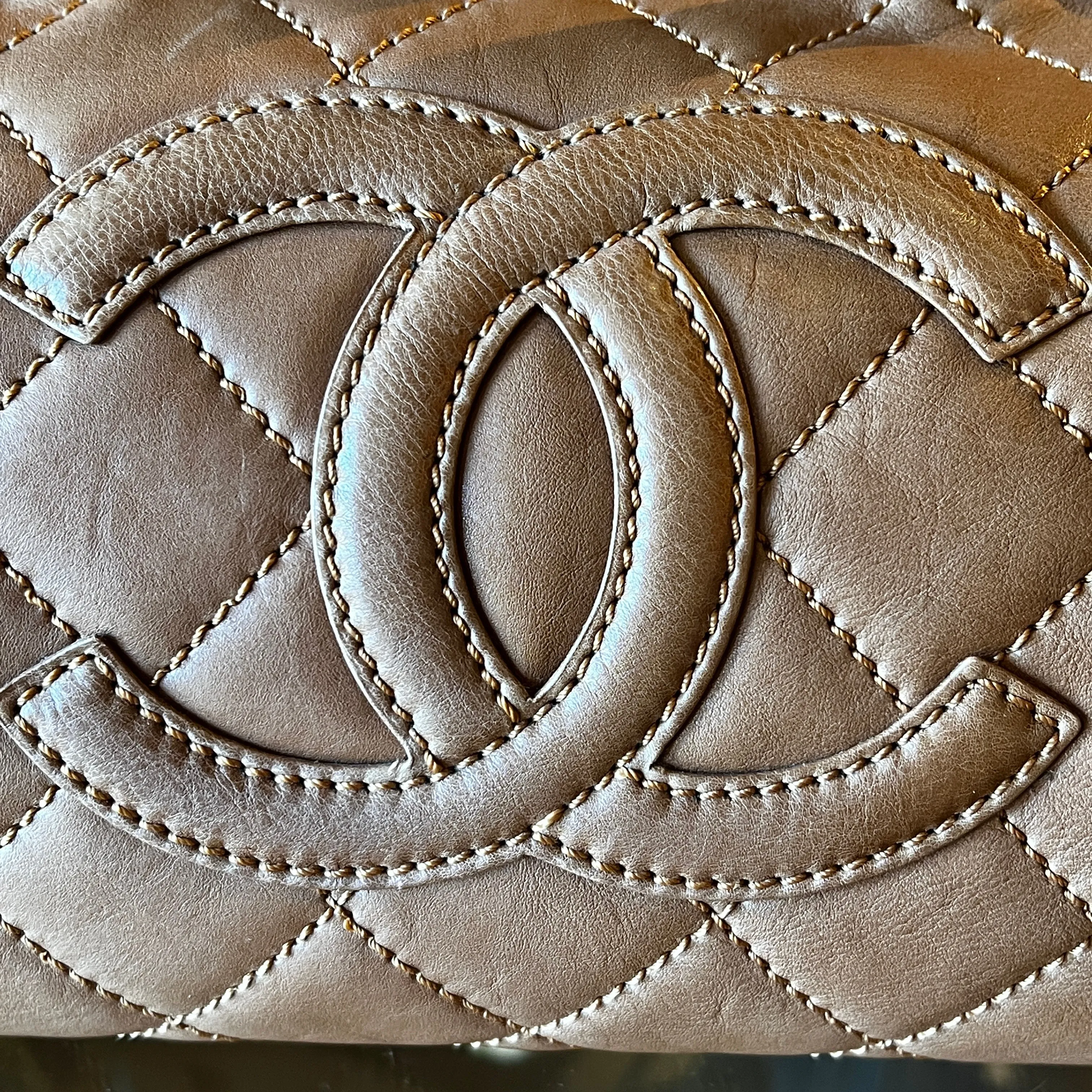 CHANEL Brown Calfskin Quilted Small Bowler Bag