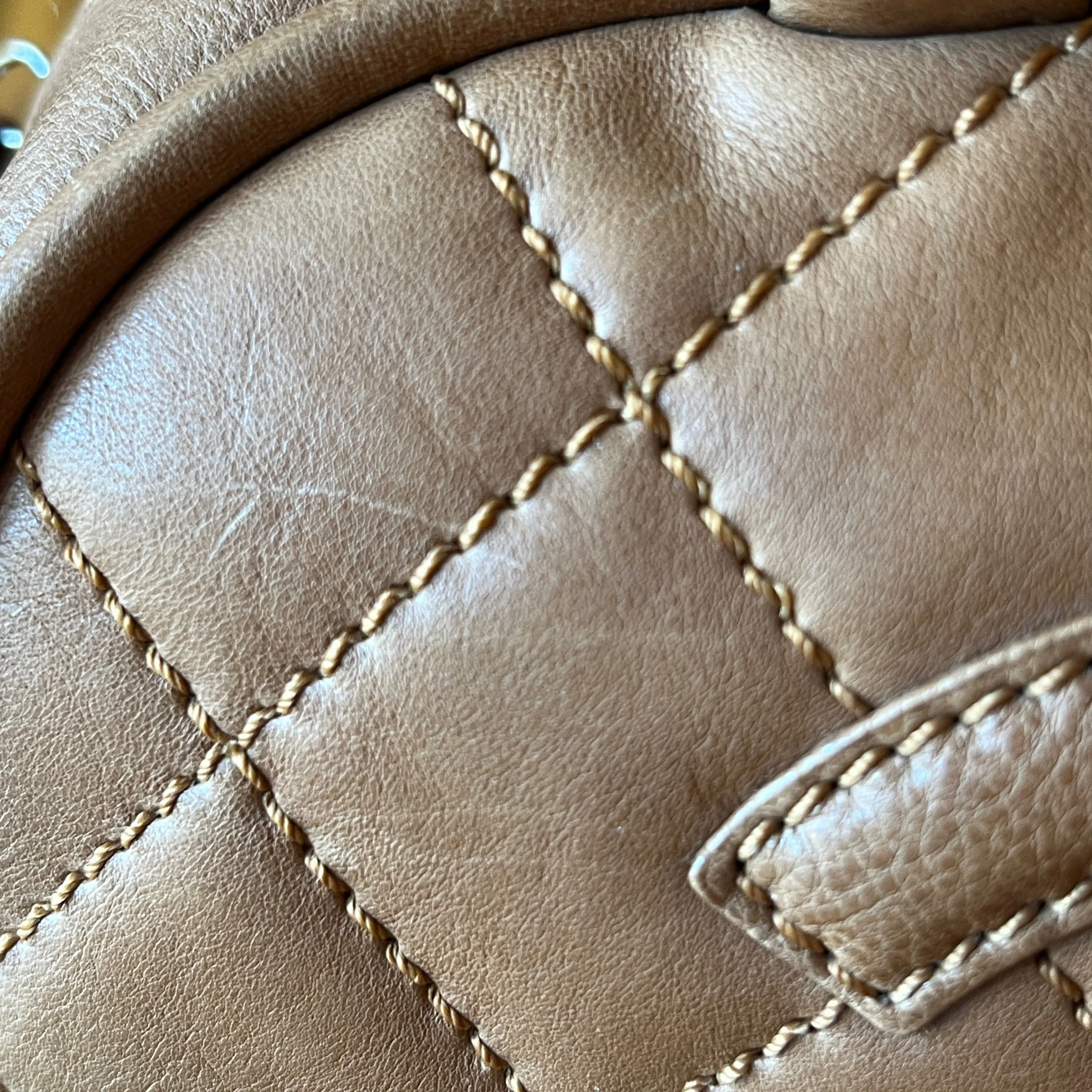CHANEL Brown Calfskin Quilted Small Bowler Bag