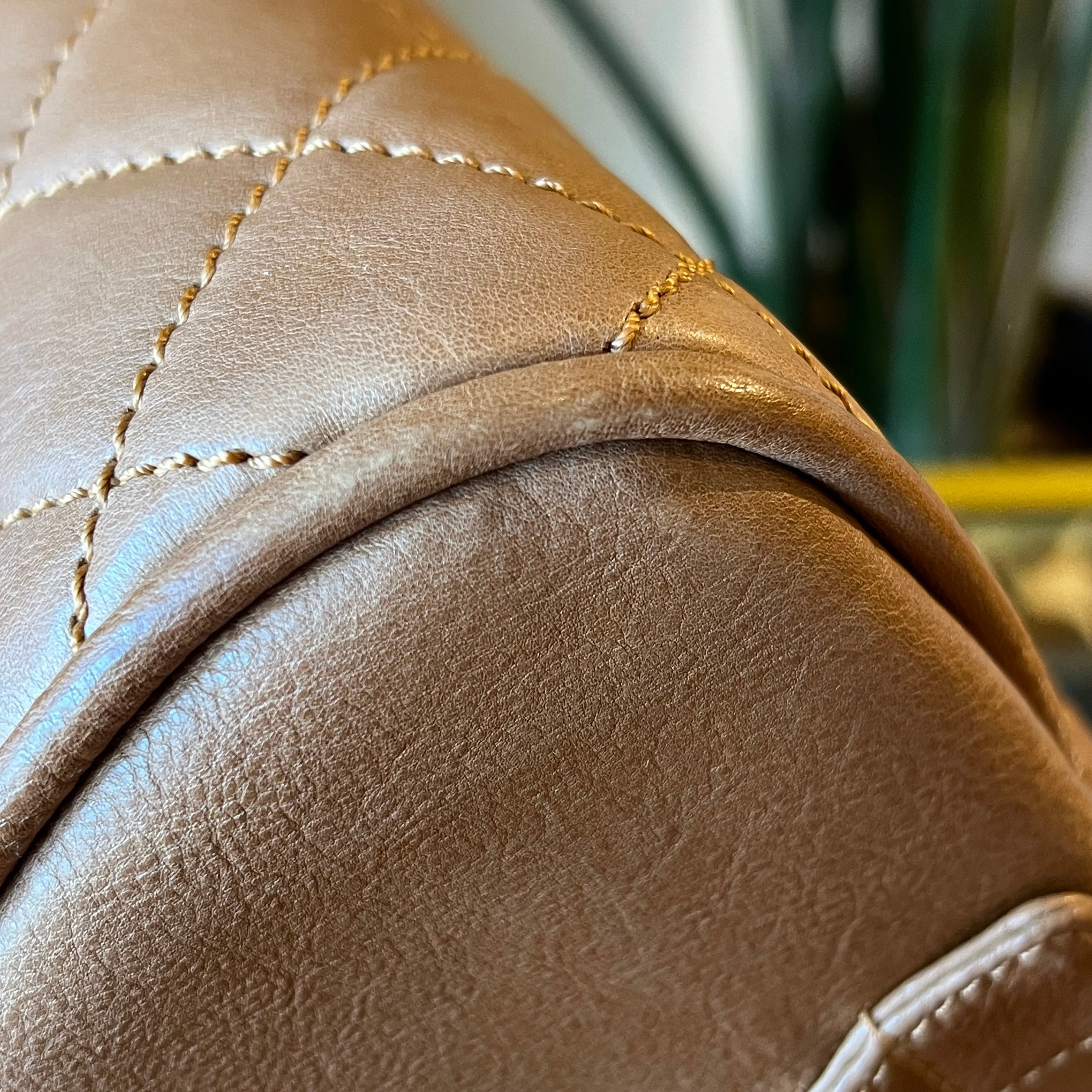 CHANEL Brown Calfskin Quilted Small Bowler Bag