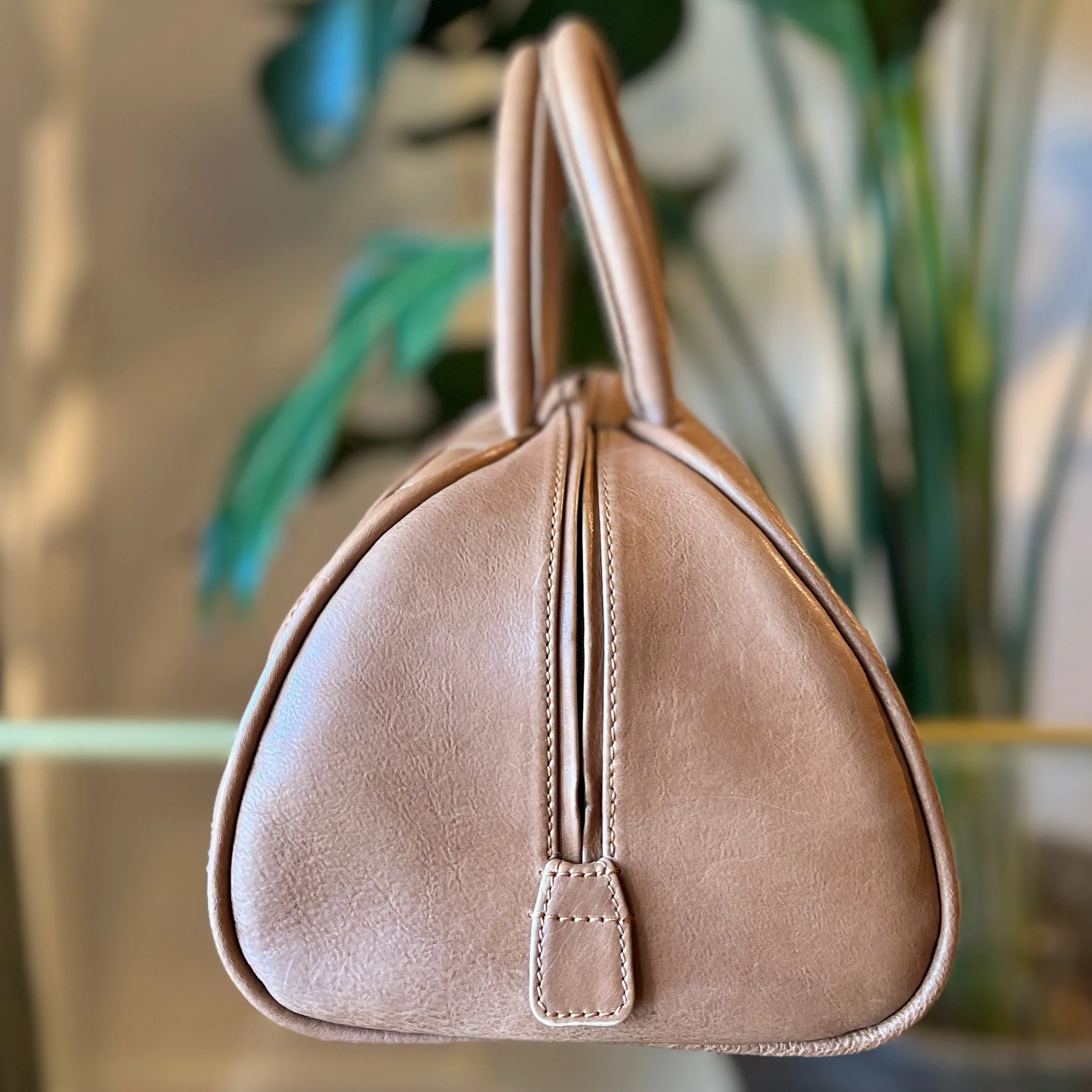 CHANEL Brown Calfskin Quilted Small Bowler Bag