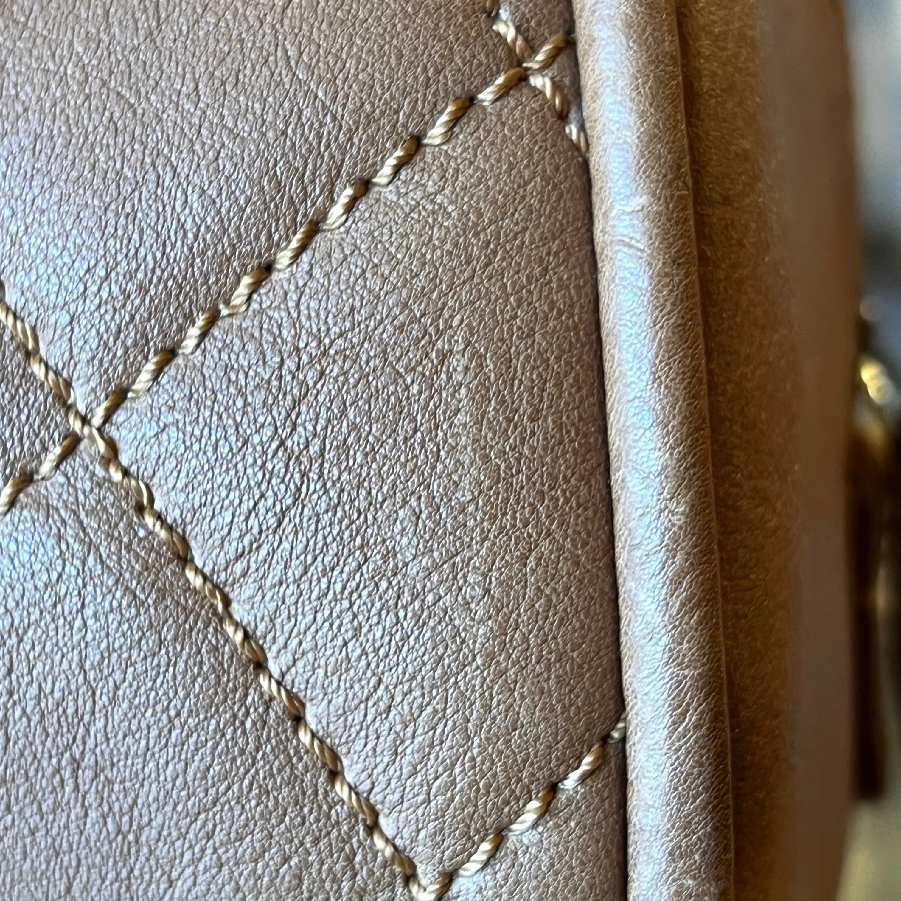 CHANEL Brown Calfskin Quilted Small Bowler Bag