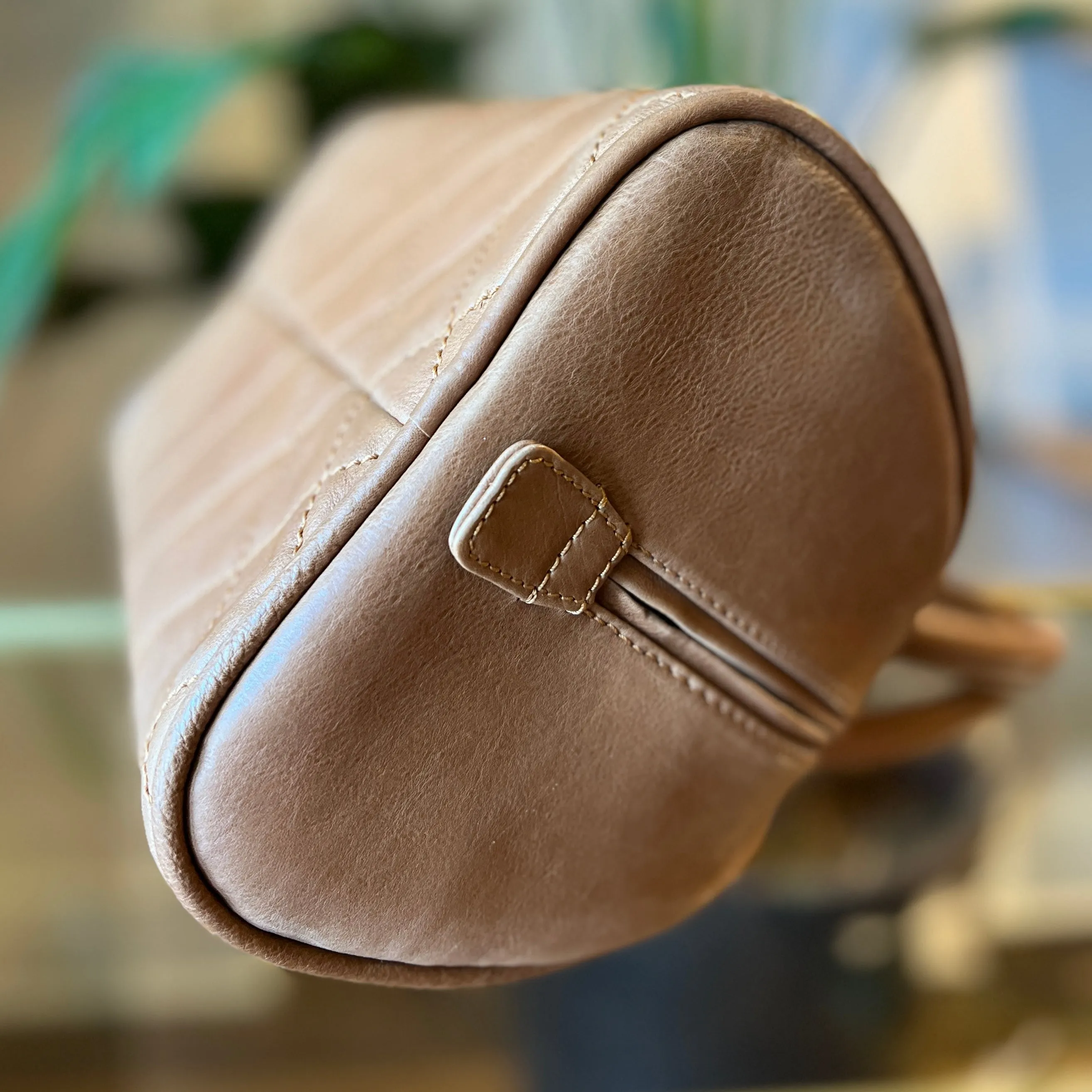 CHANEL Brown Calfskin Quilted Small Bowler Bag