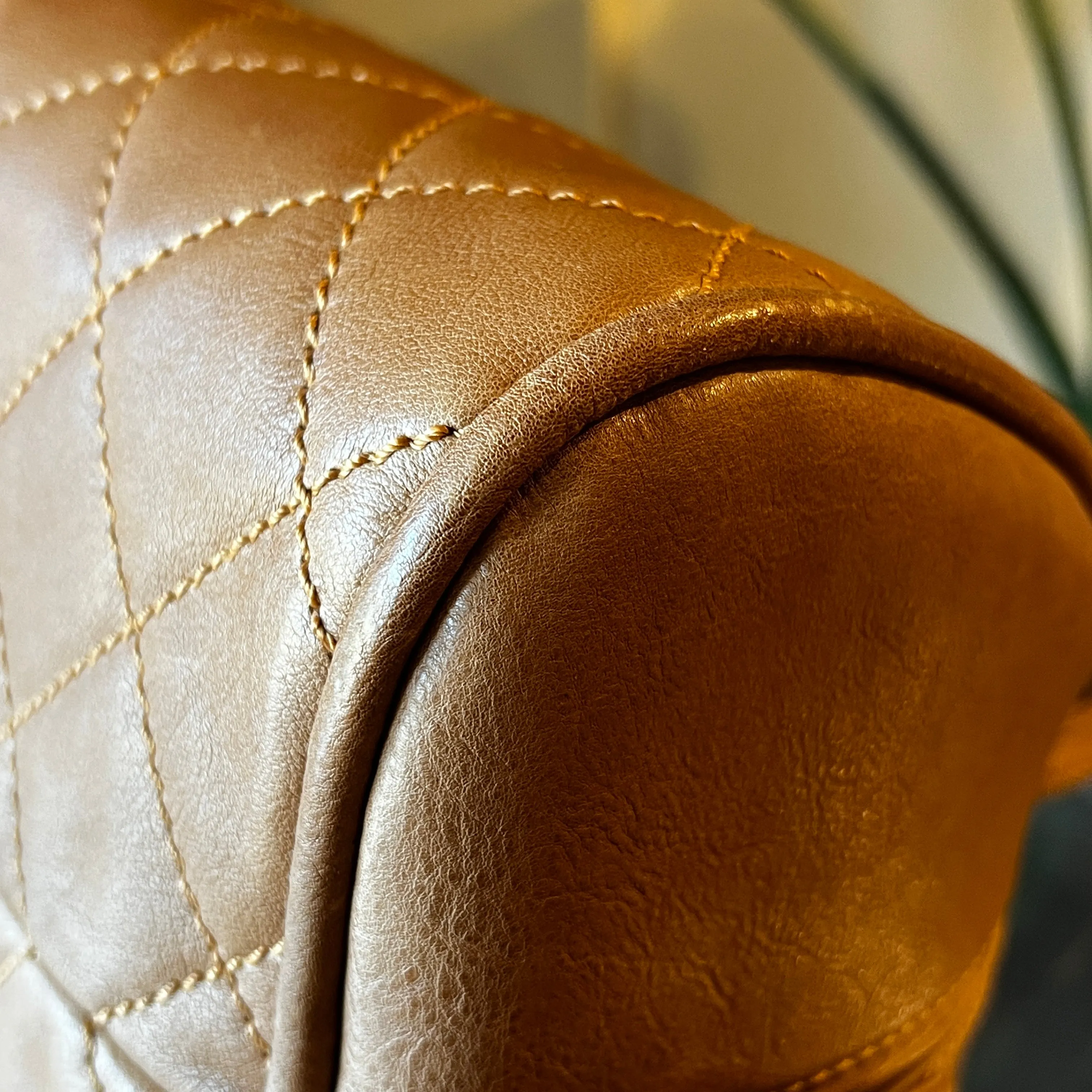 CHANEL Brown Calfskin Quilted Small Bowler Bag