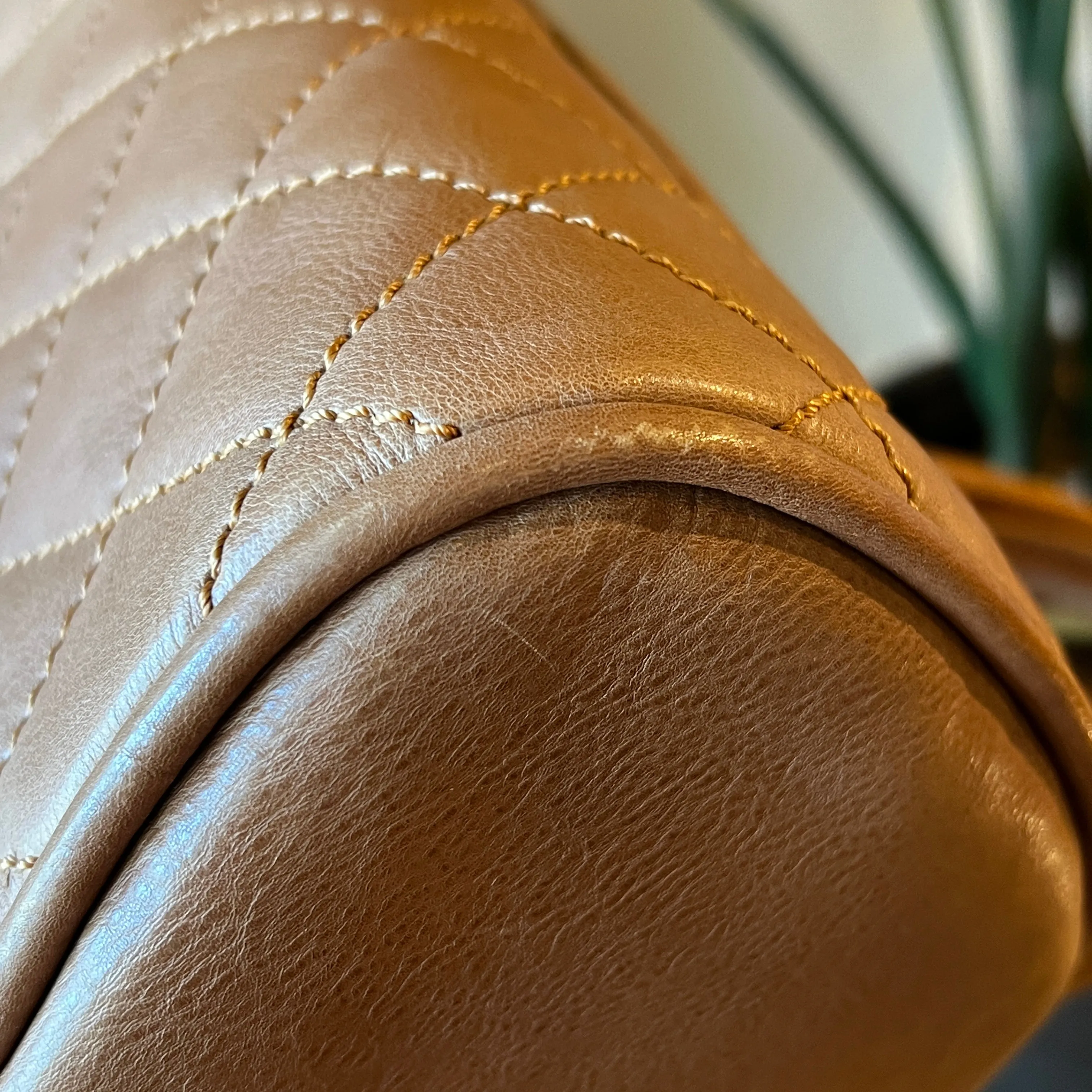 CHANEL Brown Calfskin Quilted Small Bowler Bag