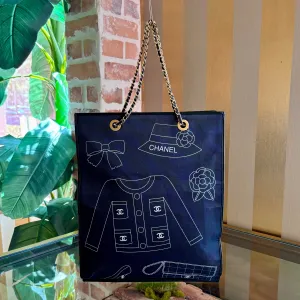 CHANEL Navy Canvas & Leather Trim "Lucky Charms" Tote Bag ADI1169