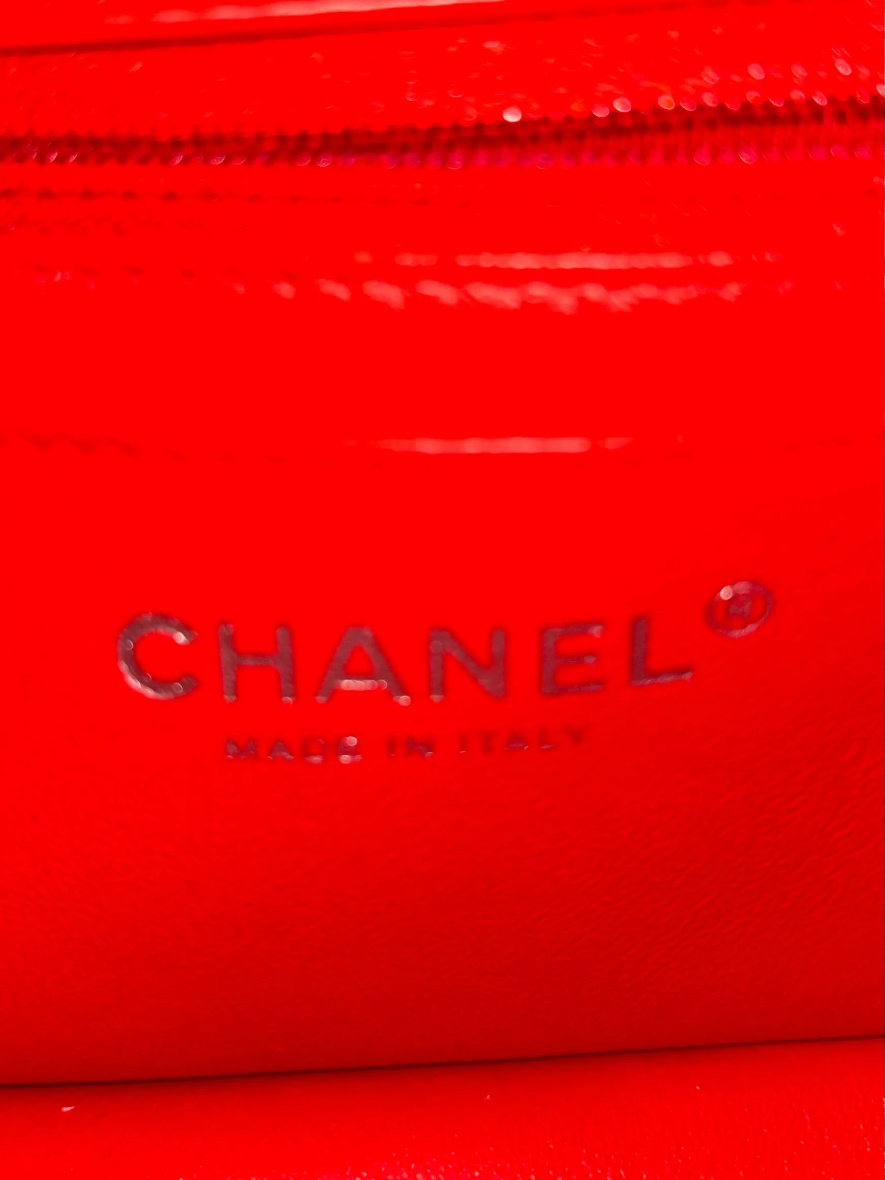 CHANEL Red Patent Leather Mini Rectangle Flap Bag ADI1167