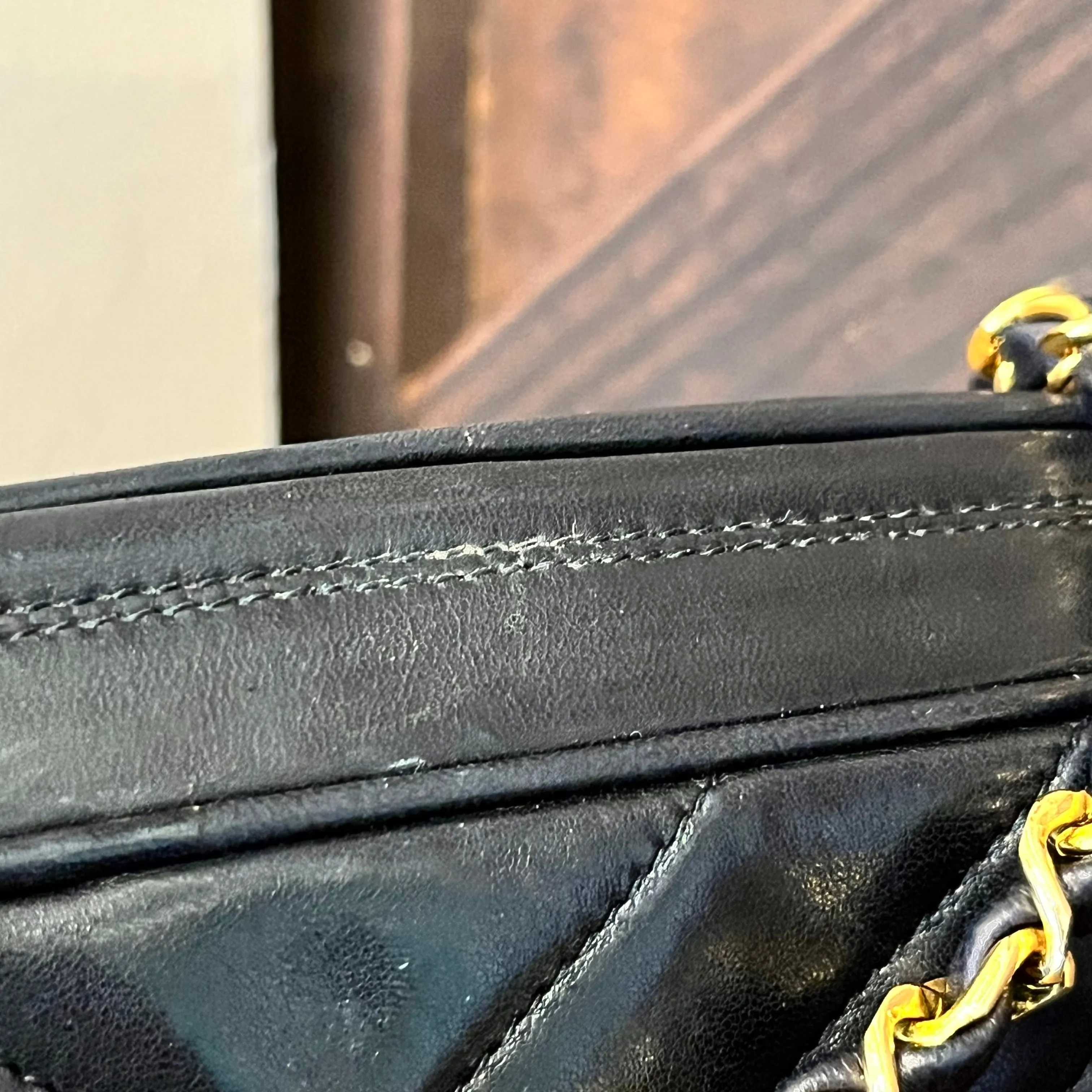 CHANEL Vintage Chevron Lambskin Shoulder Bag
