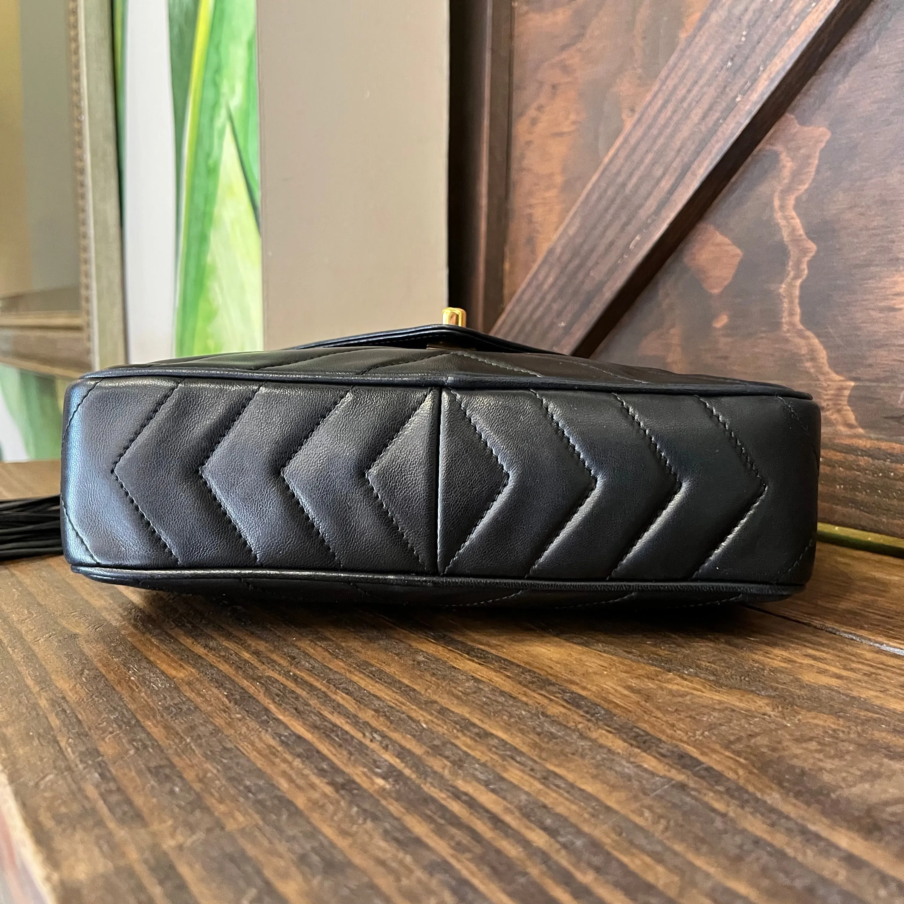 CHANEL Vintage Chevron Lambskin Shoulder Bag