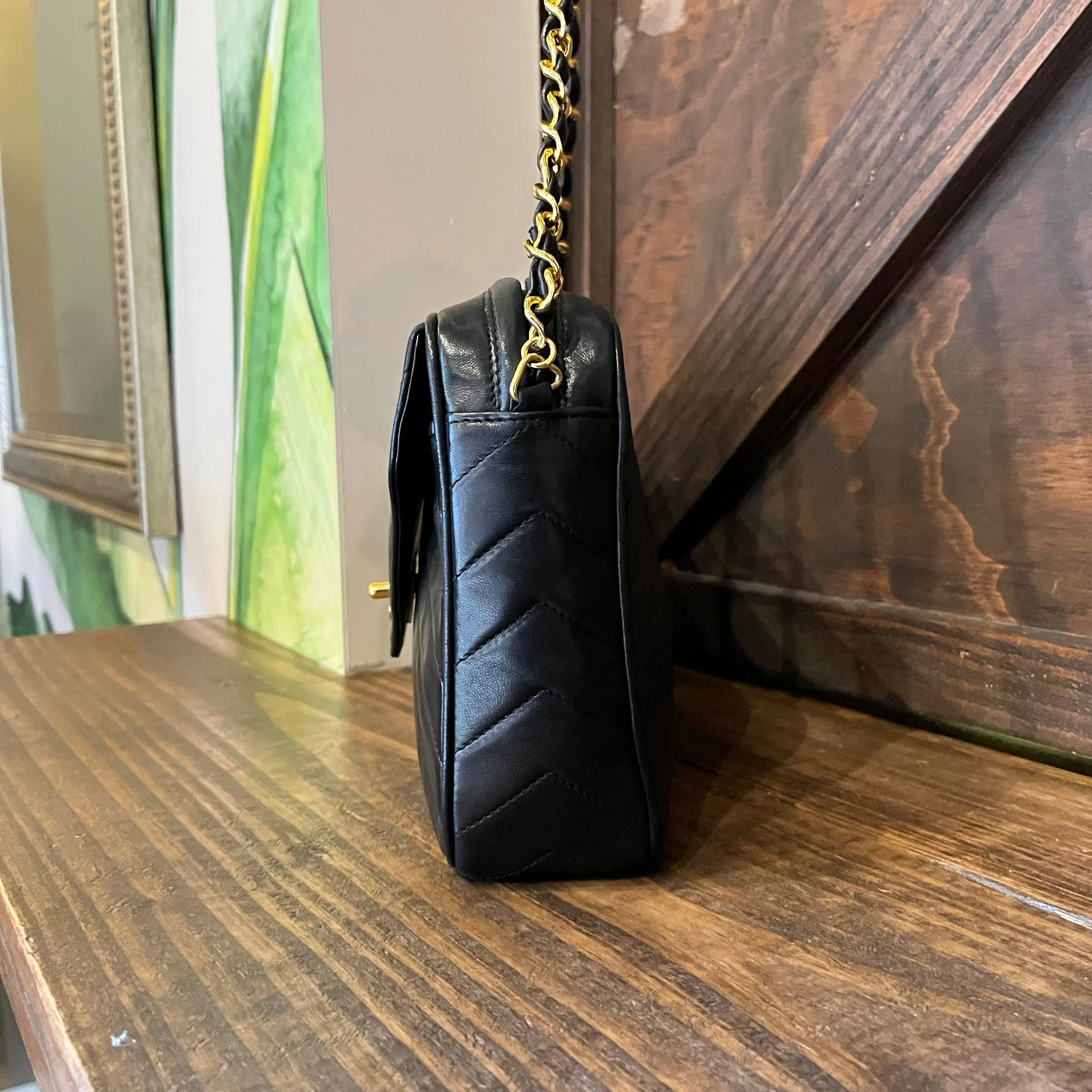 CHANEL Vintage Chevron Lambskin Shoulder Bag