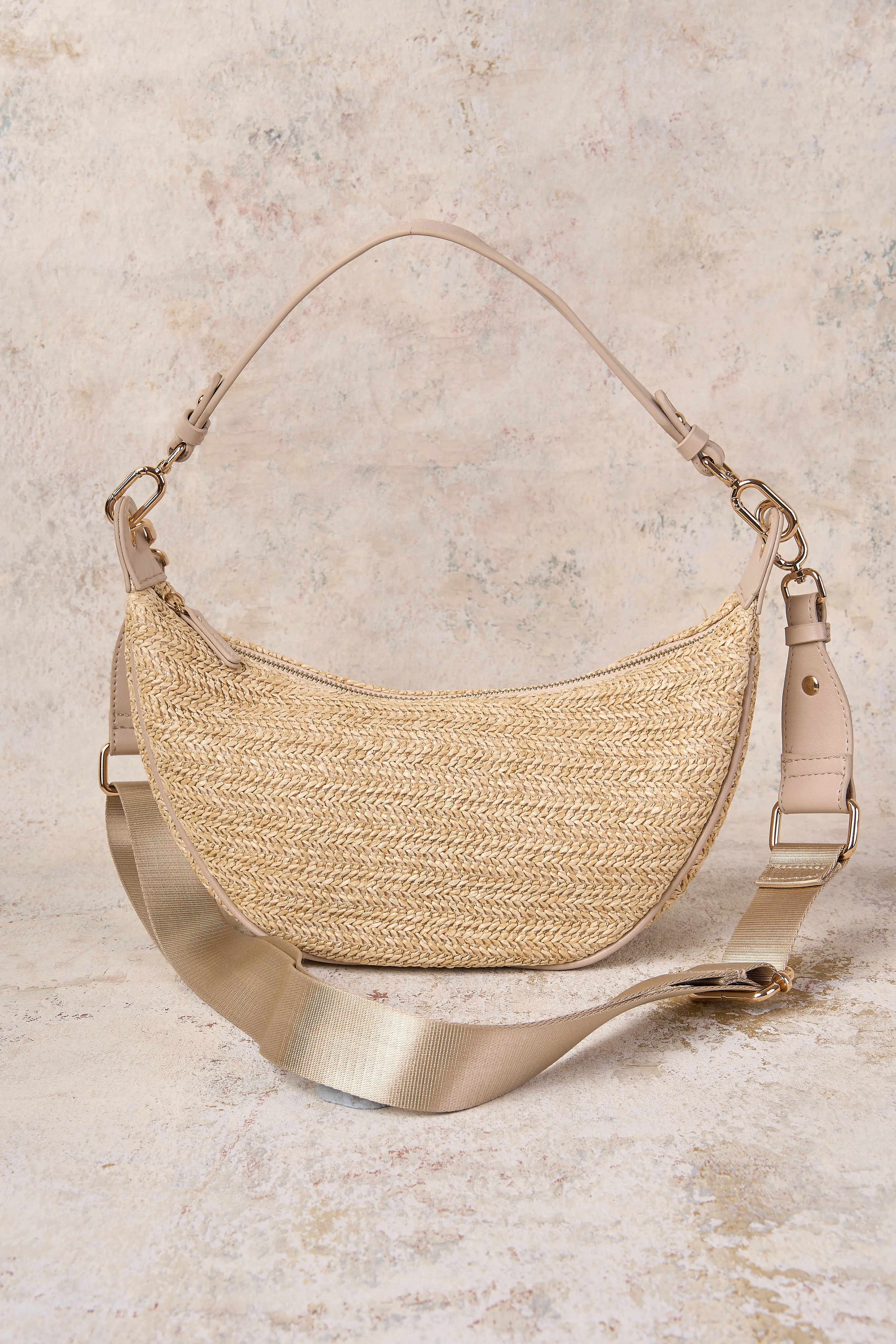 Crescent Crochet Shoulder Bag - Natural