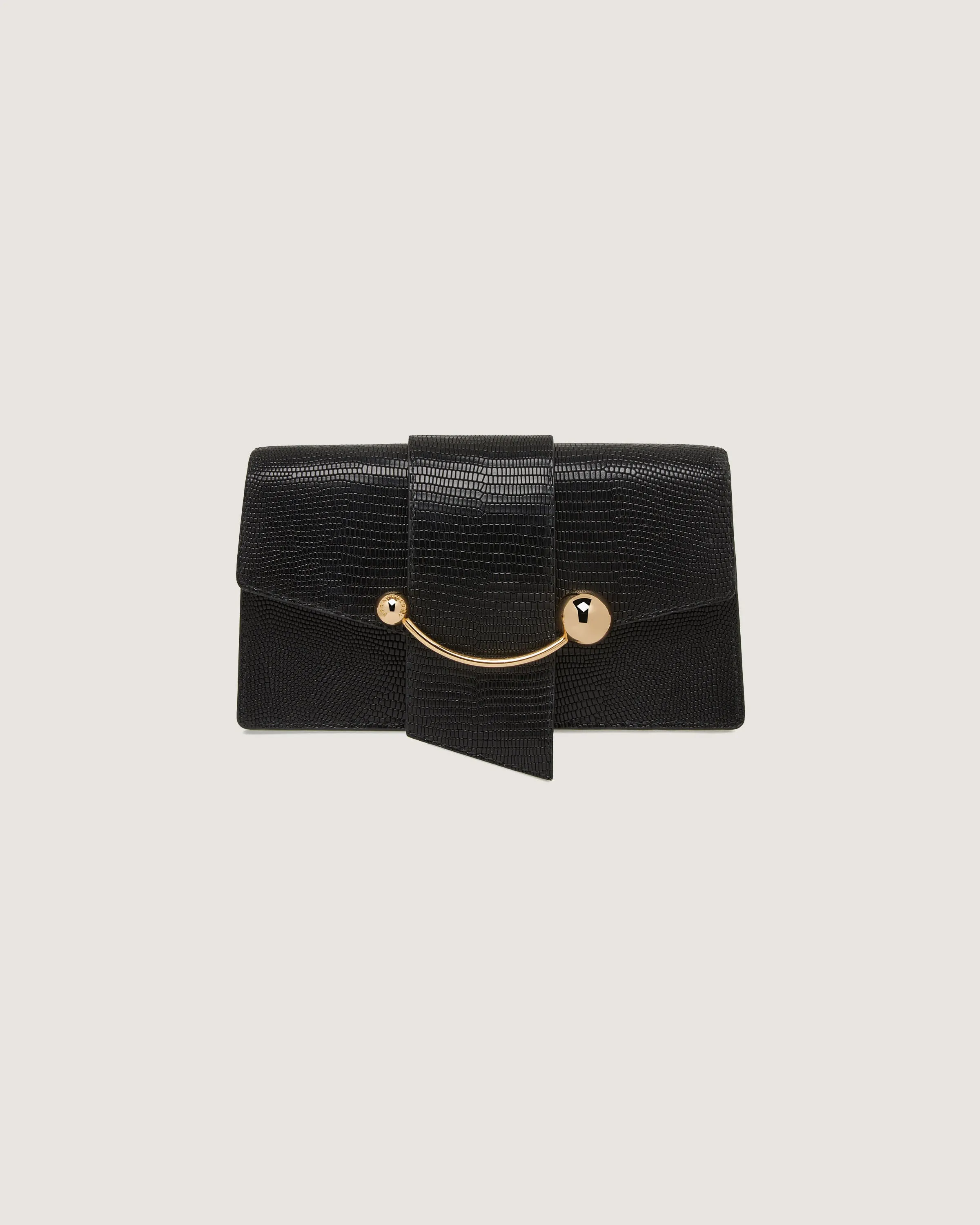 Crescent On A Chain - Lizard-Embossed Leather Black