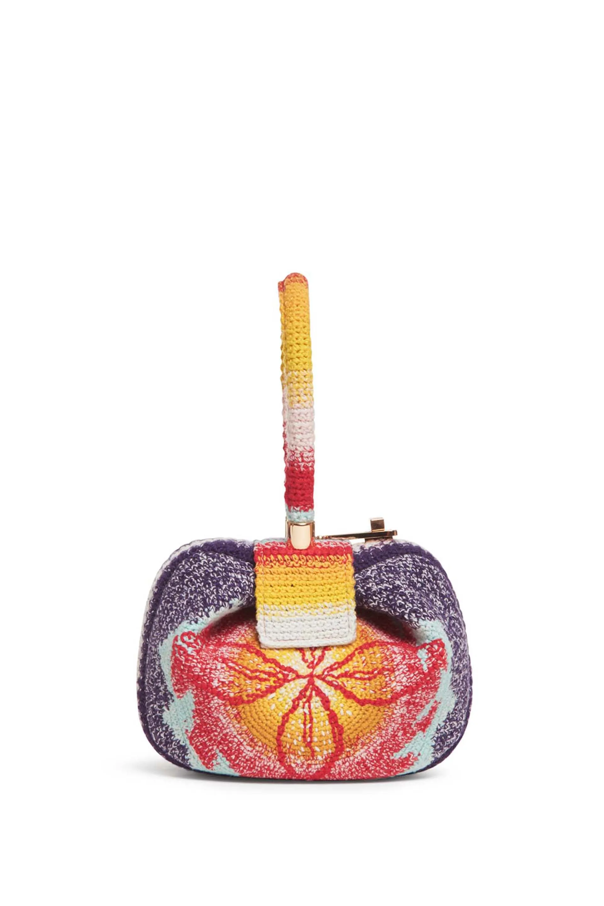 Demi Bag in Blue. Red & Orange Crochet