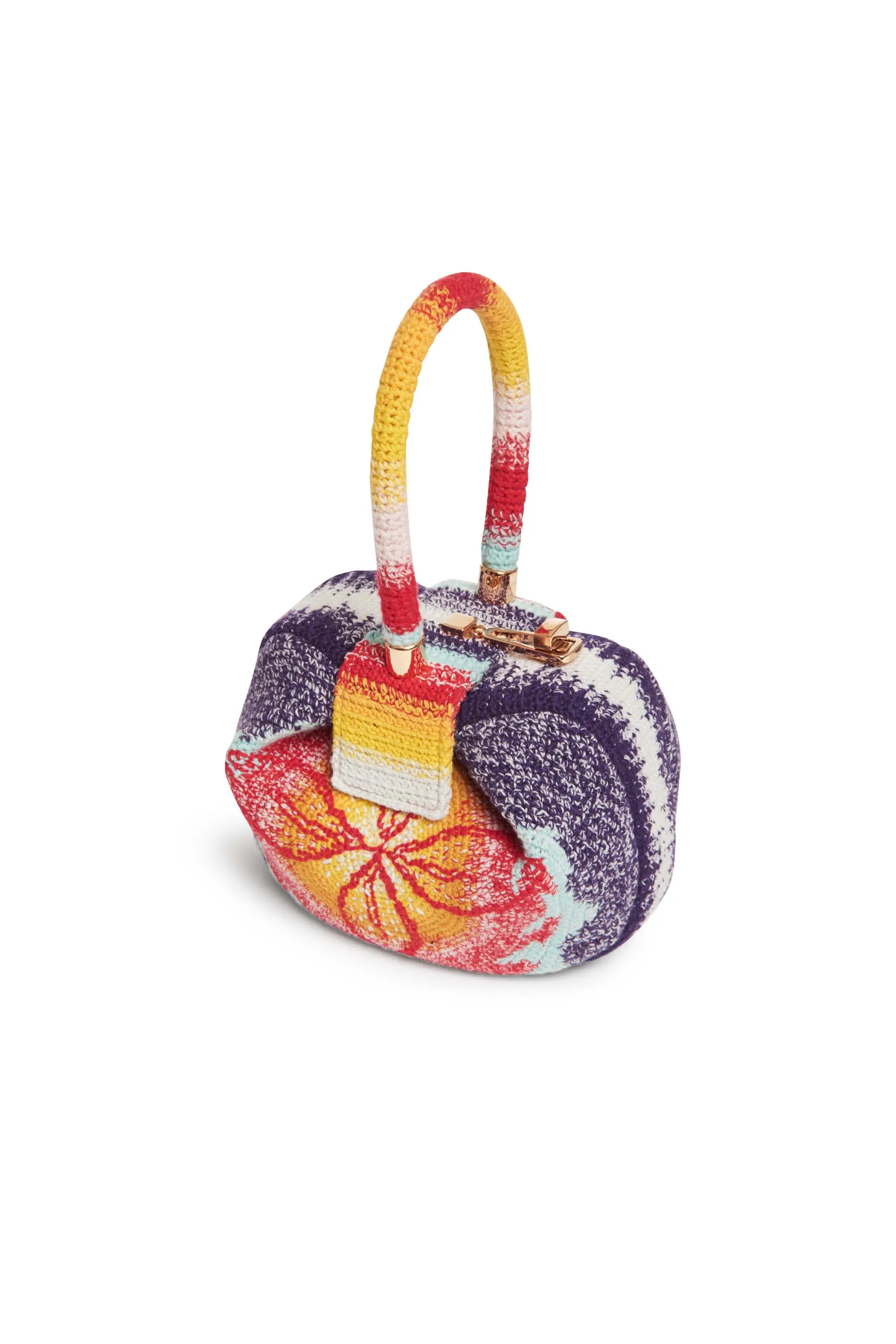 Demi Bag in Blue. Red & Orange Crochet