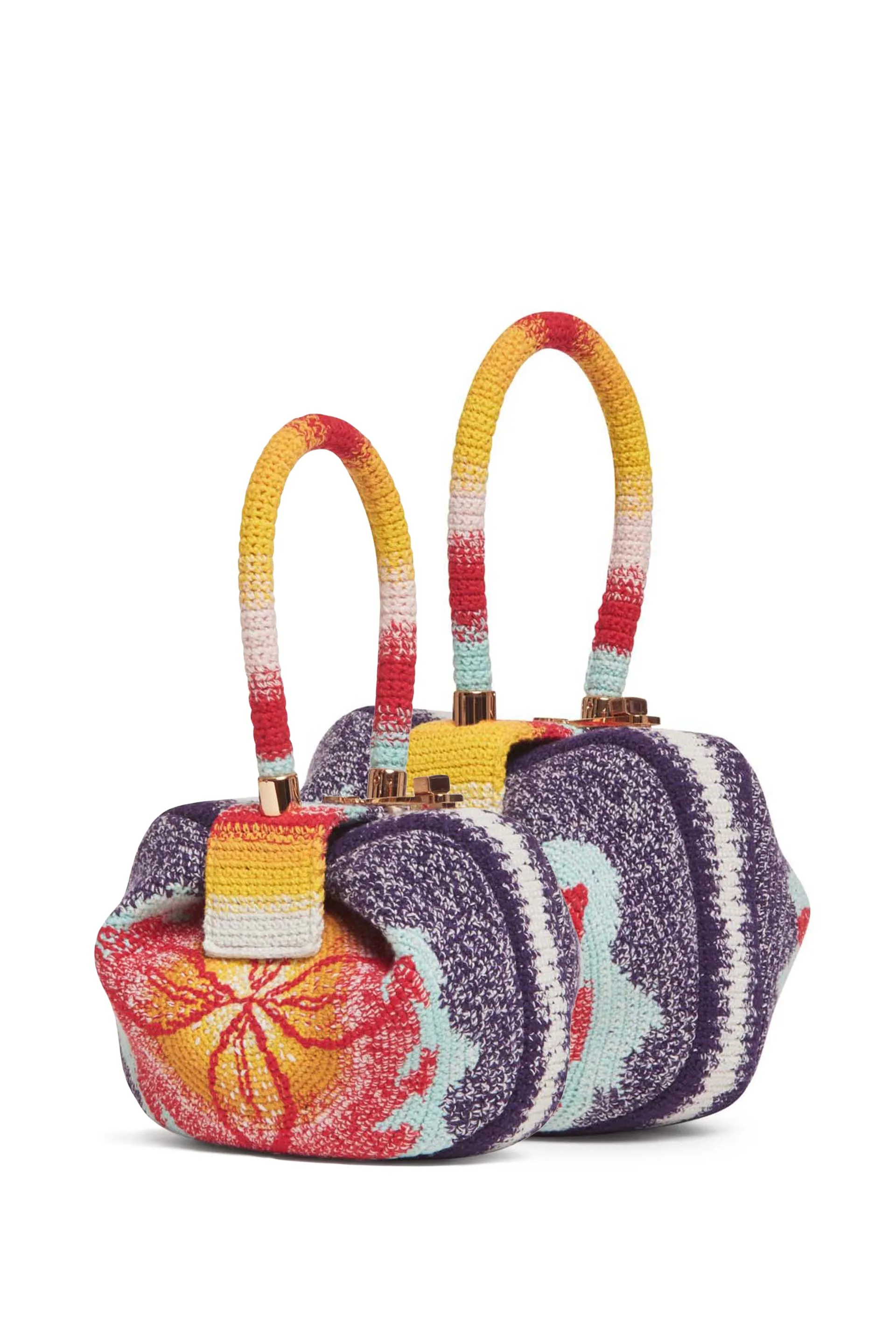 Demi Bag in Blue. Red & Orange Crochet