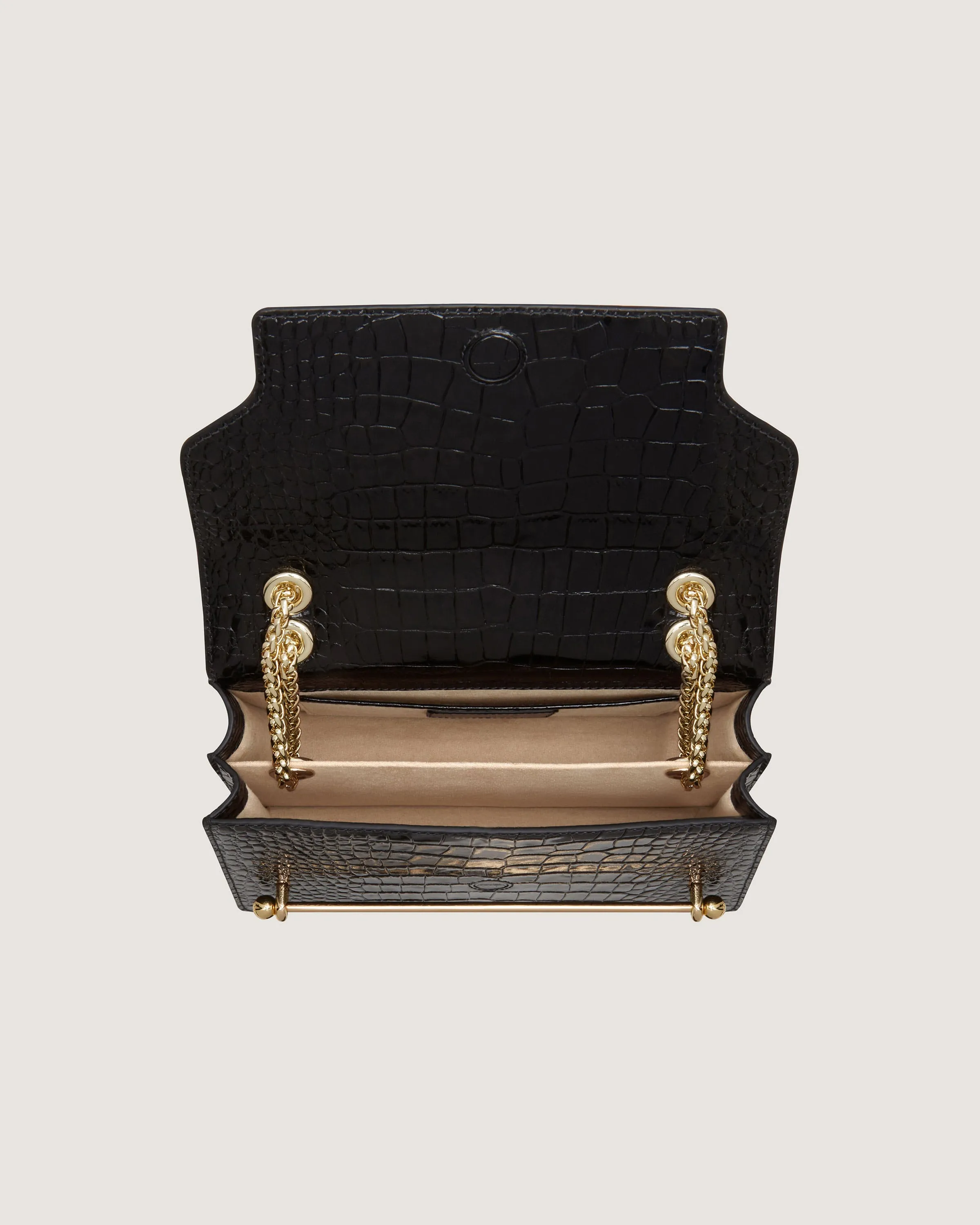 East/West - Croc-Embossed Leather Black