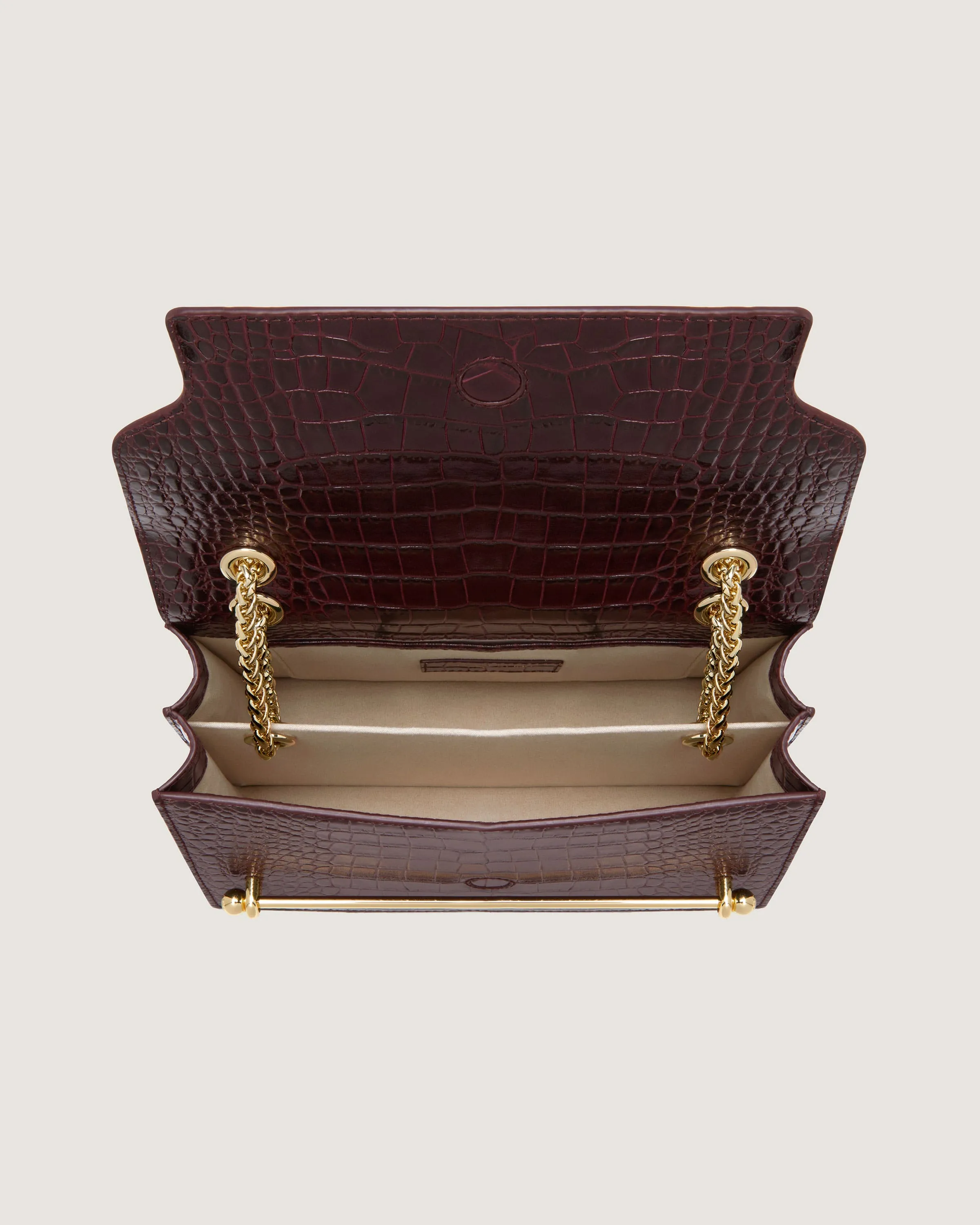 East/West - Croc-Embossed Leather Burgundy