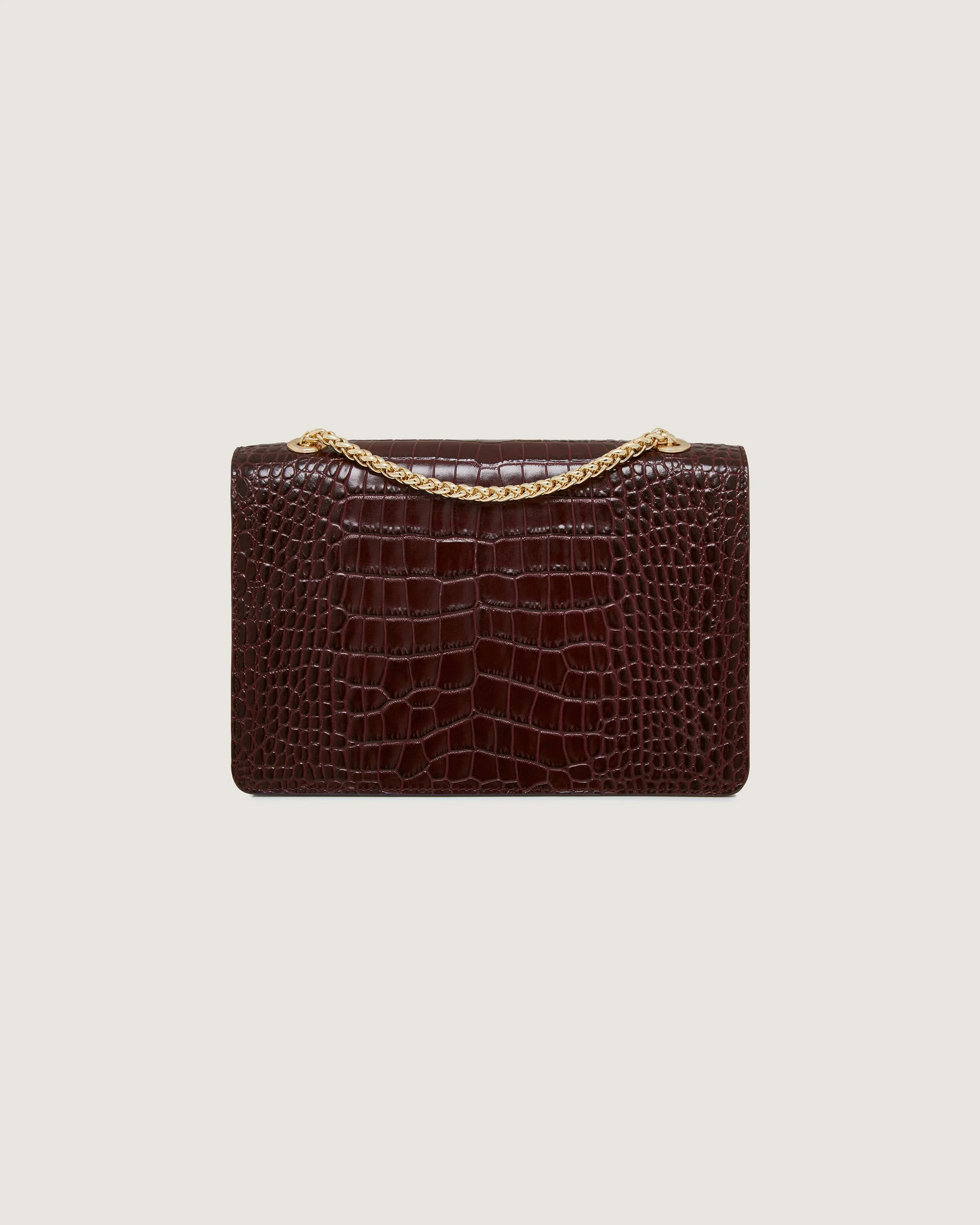 East/West - Croc-Embossed Leather Burgundy