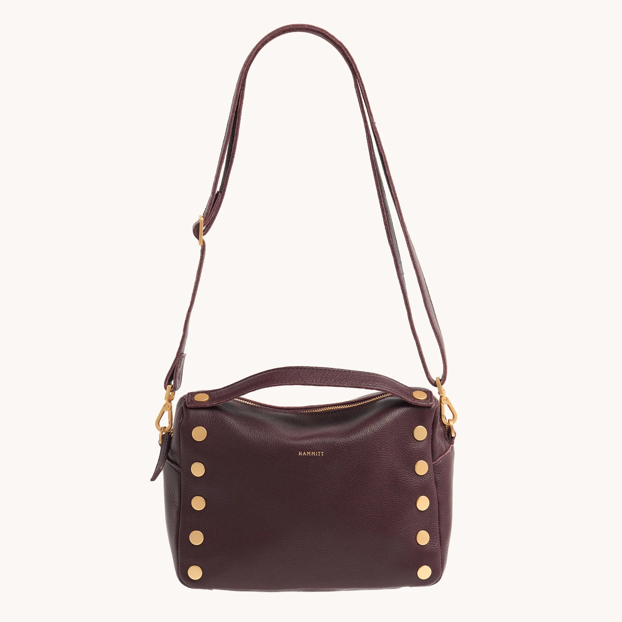 Evan Crossbody | Cabernet Pebble/Brushed Gold | Med