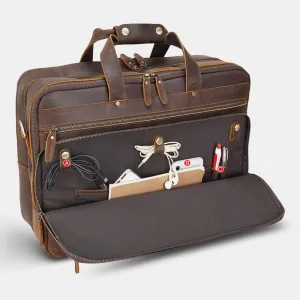 Faux Leather Large Capacity Vintage 14 Inch Laptop Handbag Crossbody Bag