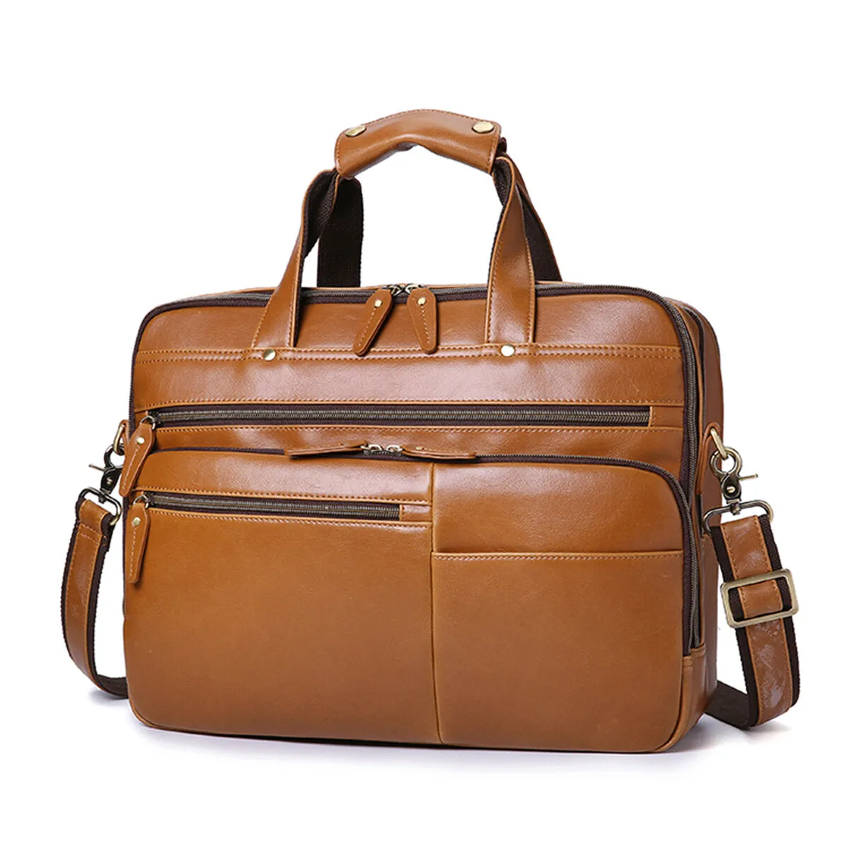 Faux Leather Large Capacity Vintage 14 Inch Laptop Handbag Crossbody Bag