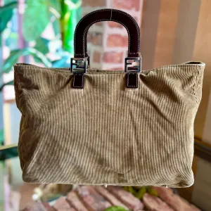 FENDI Vintage Manchester Brown Corduroy Tote